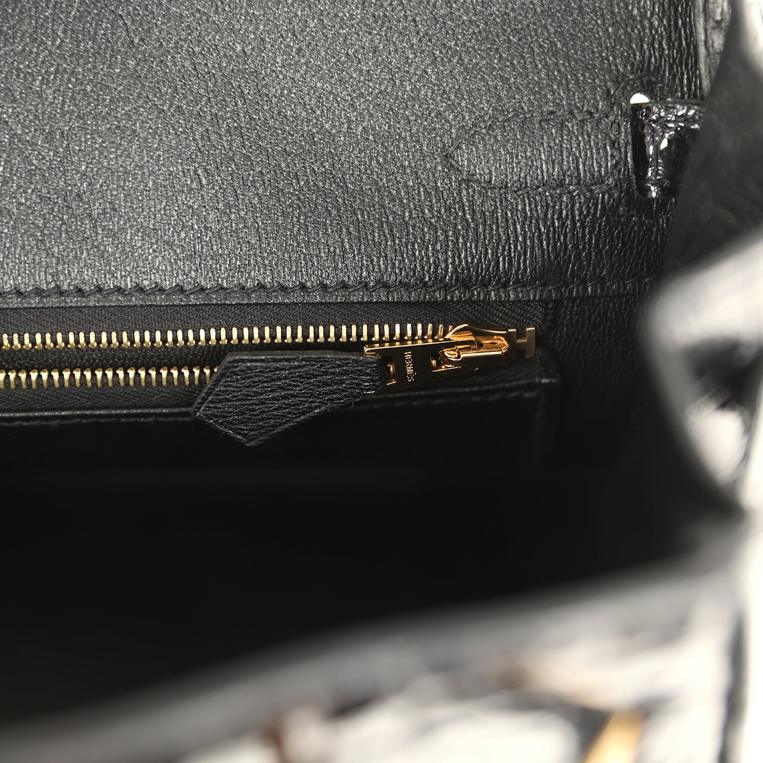 Pre-owned Hermes Birkin 25 Black Shiny Porosus Crocodile Gold Hardware