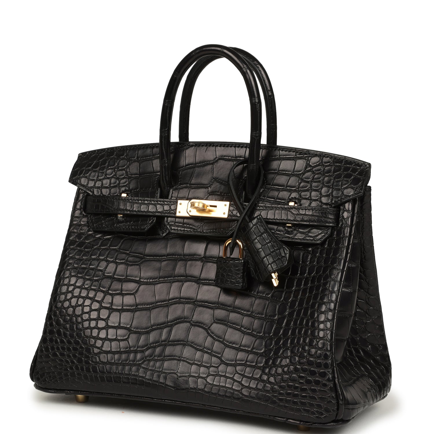 Hermes Birkin 25 Black Matte Alligator Gold Hardware