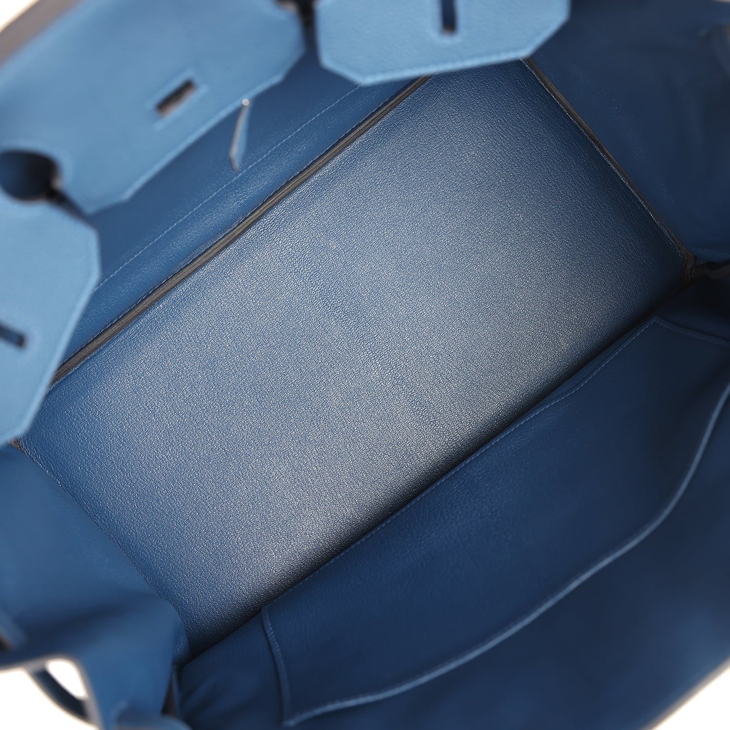Hermes Birkin 35 Bleu Tie Togo Palladium Hardware