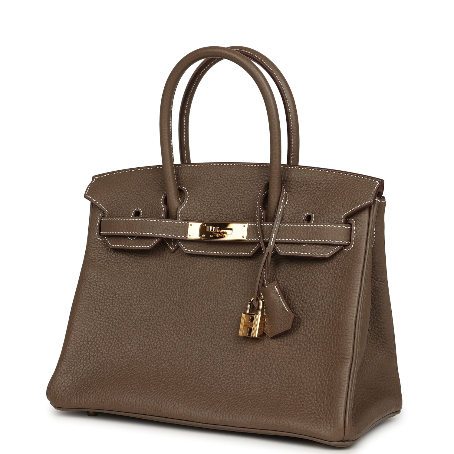 Pre-owned Hermes Birkin 30 Etoupe Clemence Gold Hardware