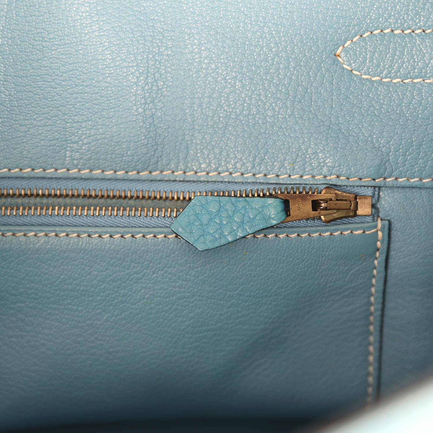 Vintage Hermes Birkin 35 Blue Jean Togo Gold Hardware