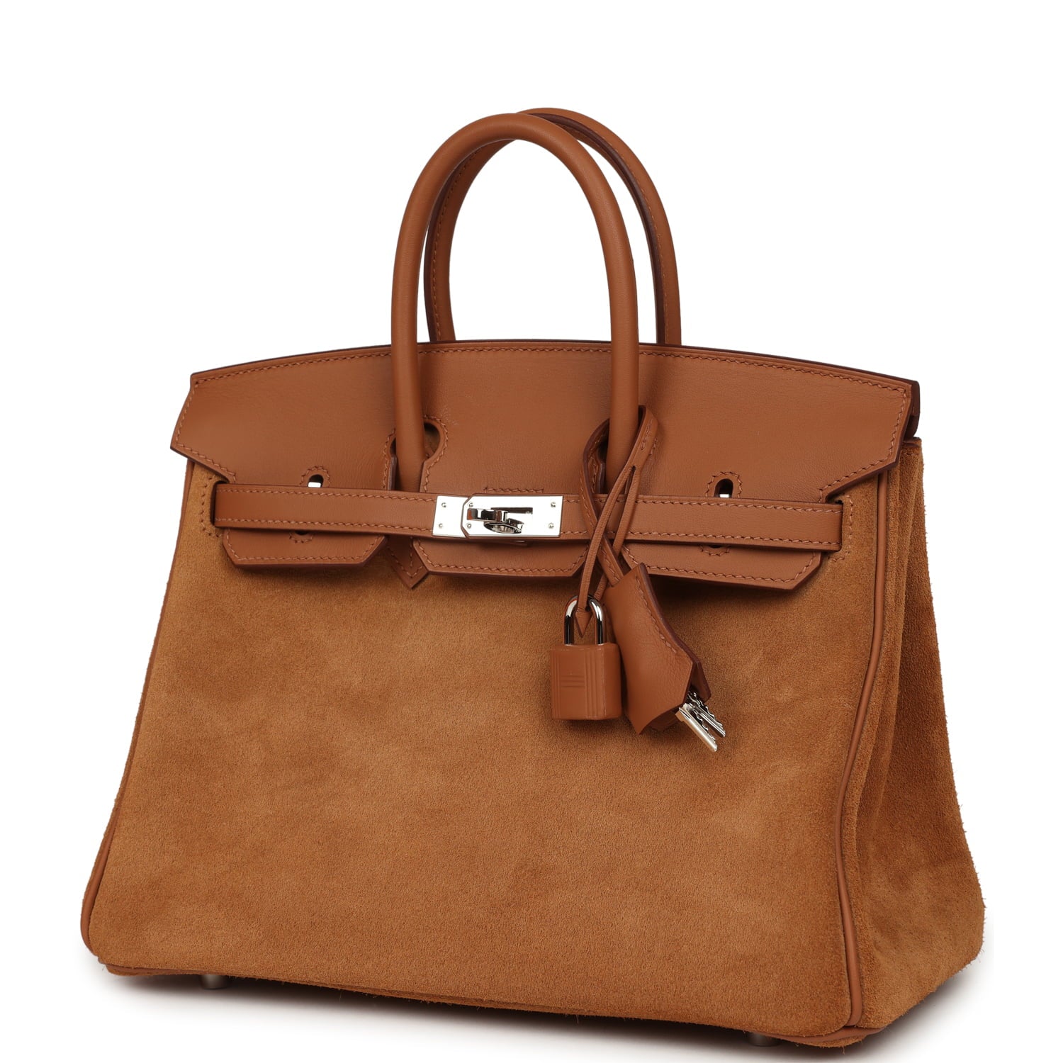 Pre-owned Hermes Birkin 25 Chamois Grizzly and Gold Swift Palladium Hardware