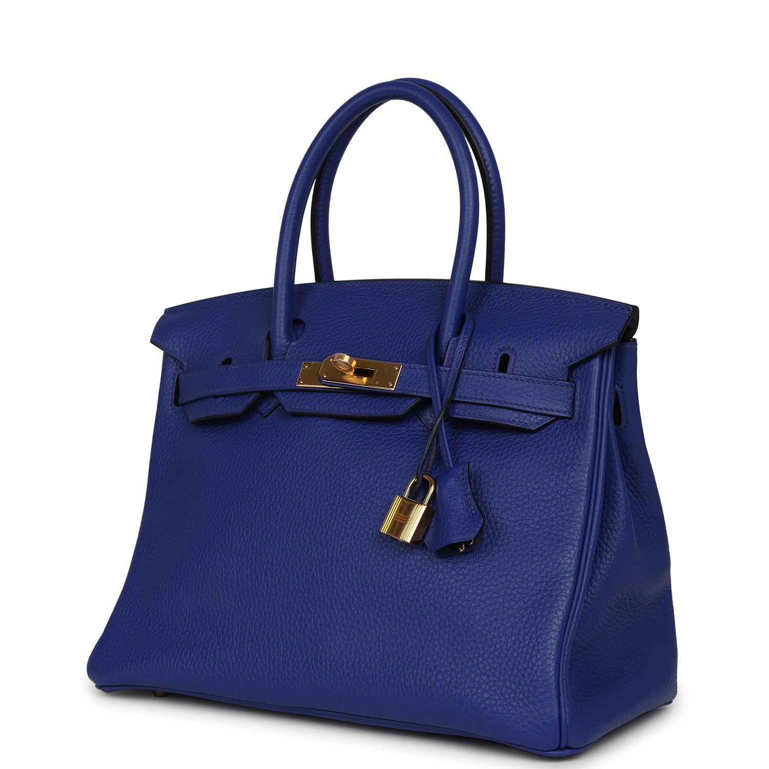 Pre-owned Hermes Birkin 30 Bleu Electric Togo Gold Hardware