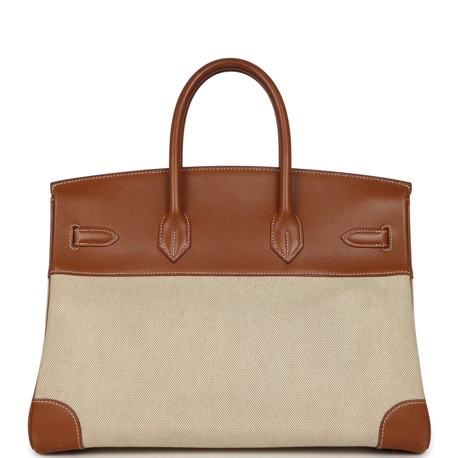 Vintage Hermes Birkin 35 Gold Courchevel and Gold-Ecru Toile H Canvas Gold Hardware