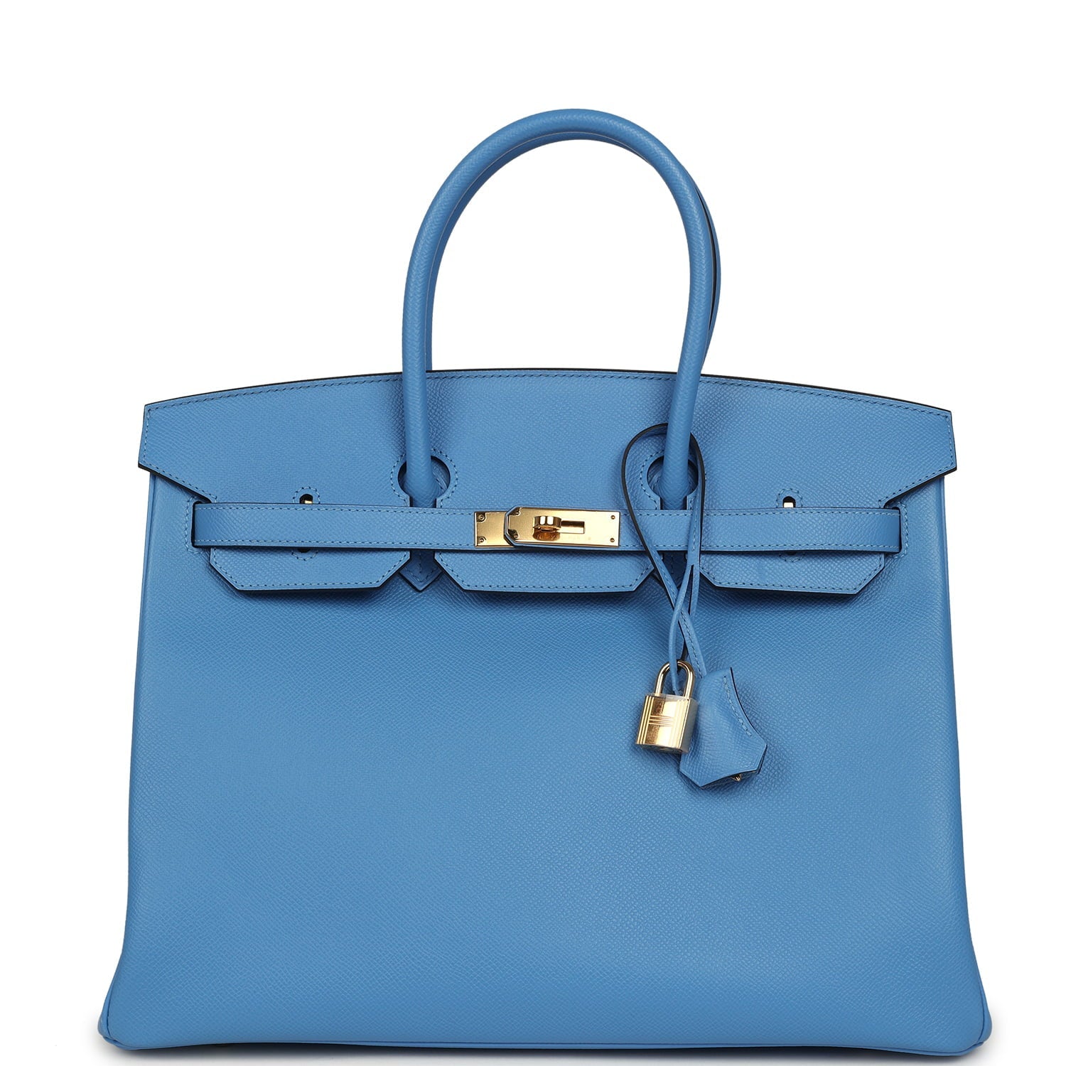Pre-owned Hermes Birkin 35 Bleu Paradise Epsom Gold Hardware