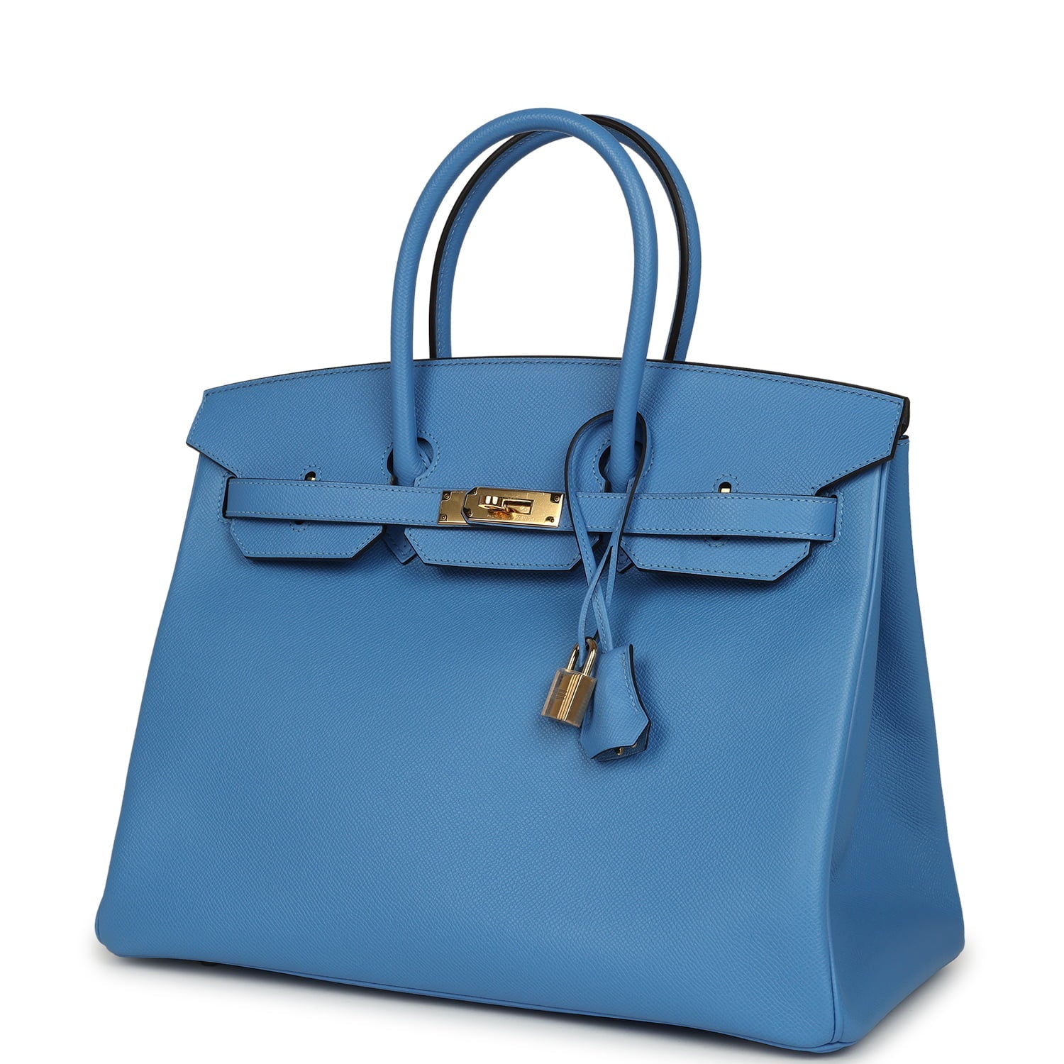 Pre-owned Hermes Birkin 35 Bleu Paradise Epsom Gold Hardware