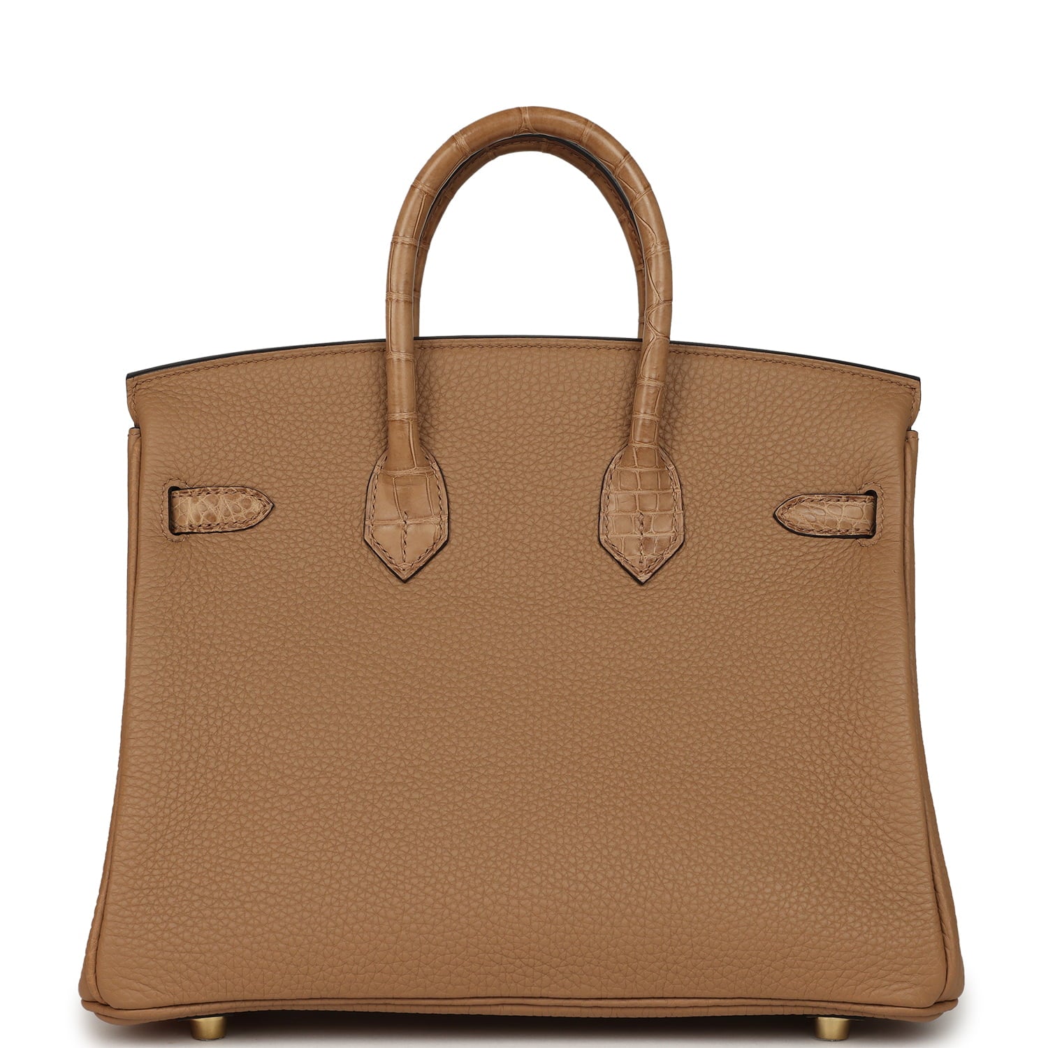 Pre-owned Hermes Birkin 25 Chai Togo and Matte Alligator Touch Permabrass Hardware