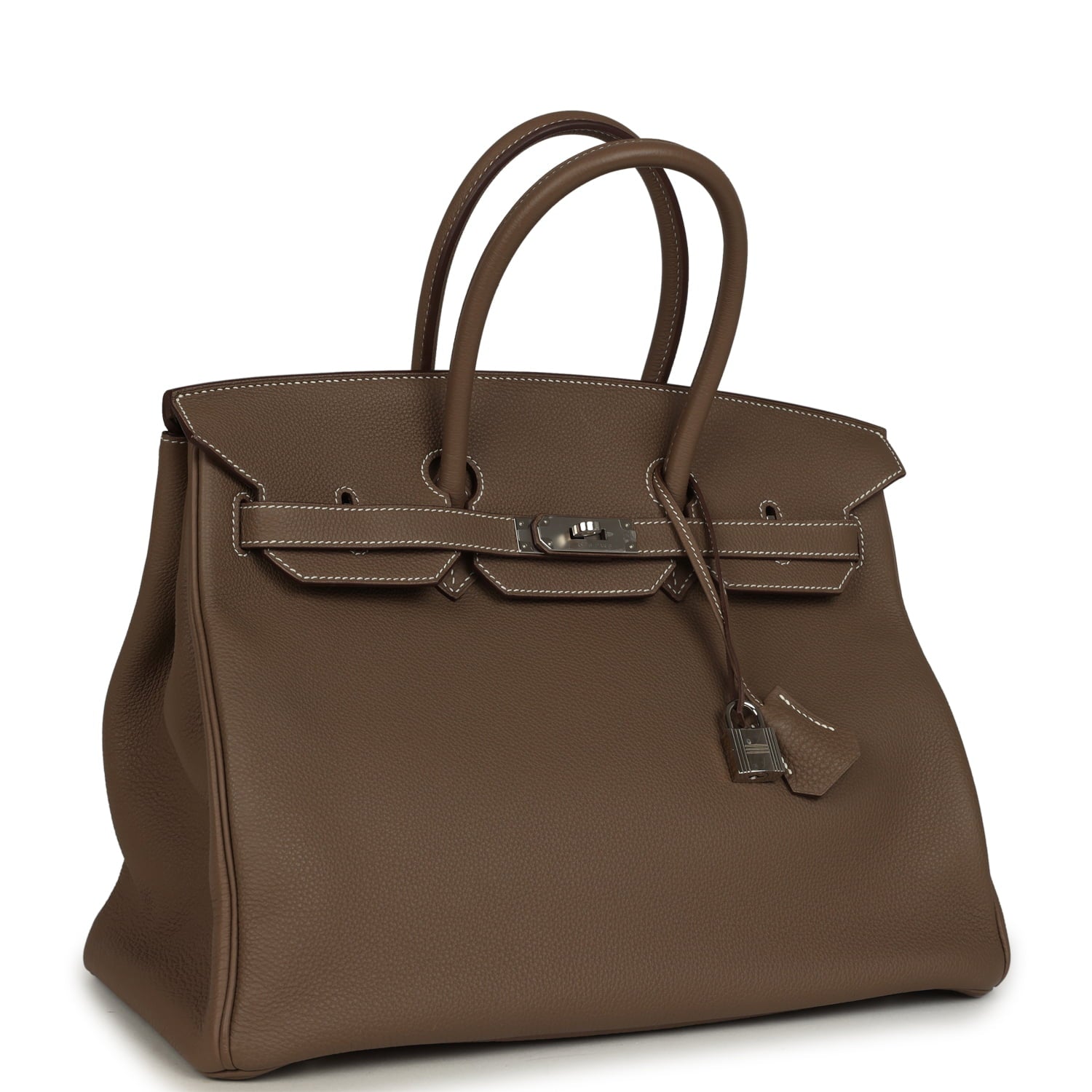 Pre-owned Hermes Birkin 35 Etoupe Togo Palladium Hardware