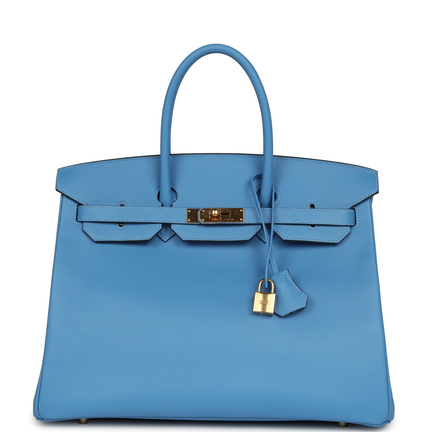 Pre-owned Hermes Birkin 35 Bleu Paradise Epsom Gold Hardware