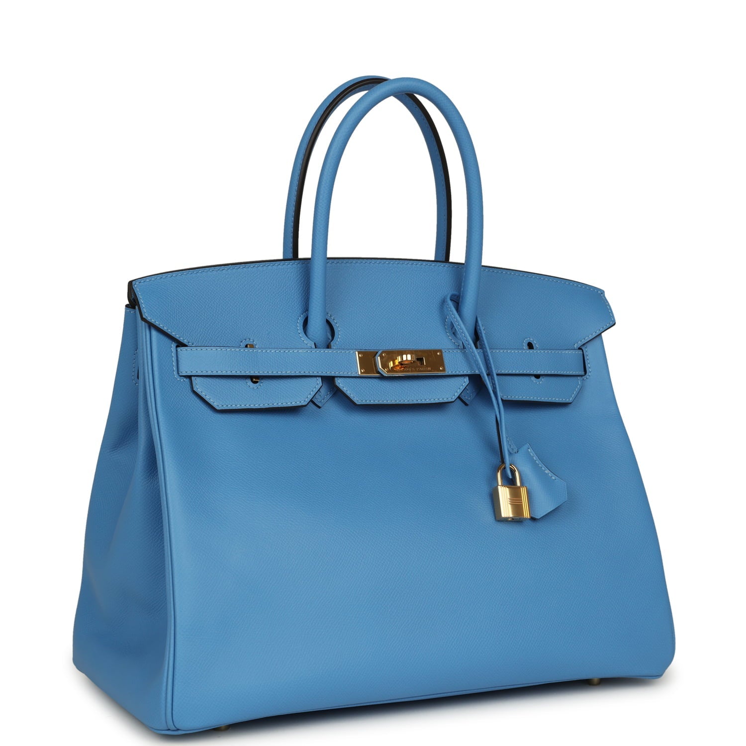 Pre-owned Hermes Birkin 35 Bleu Paradise Epsom Gold Hardware