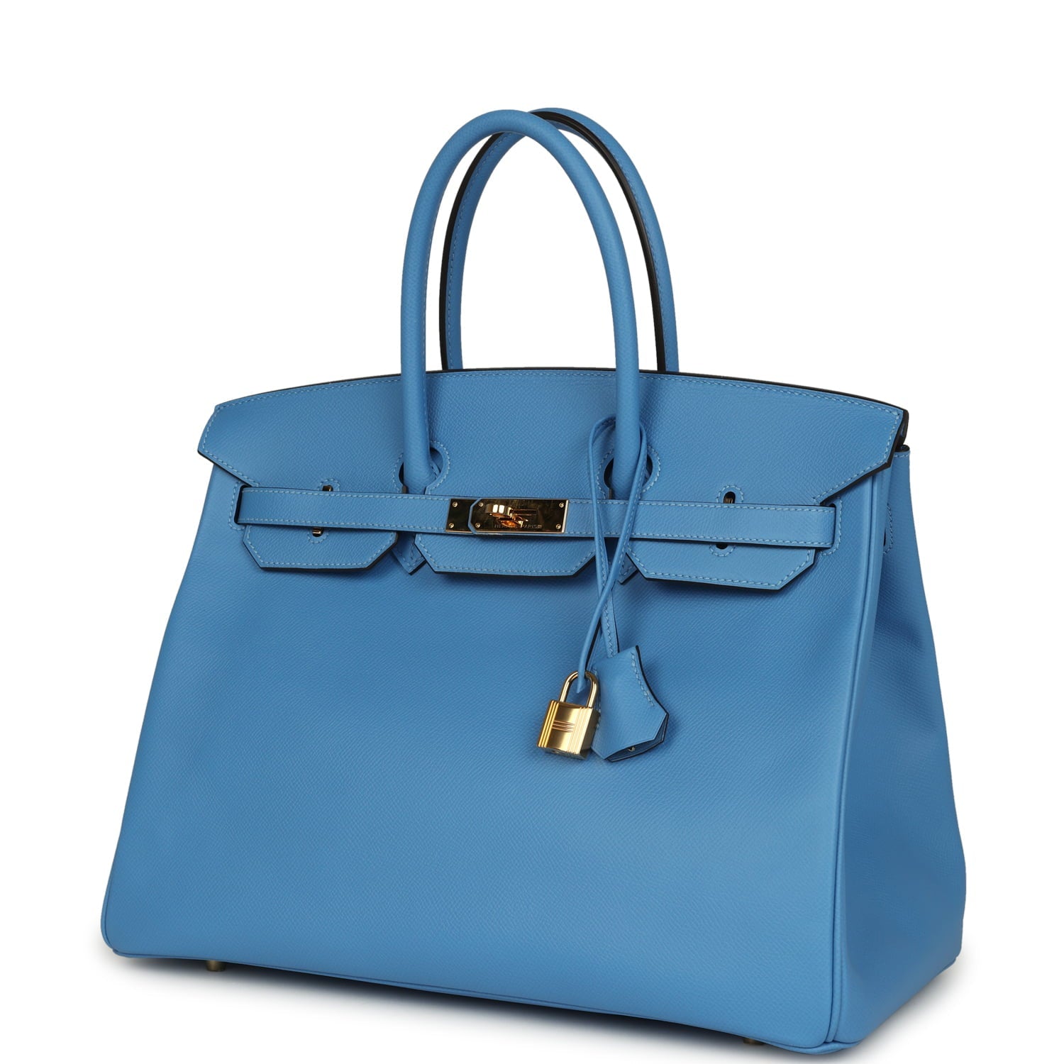 Pre-owned Hermes Birkin 35 Bleu Paradise Epsom Gold Hardware