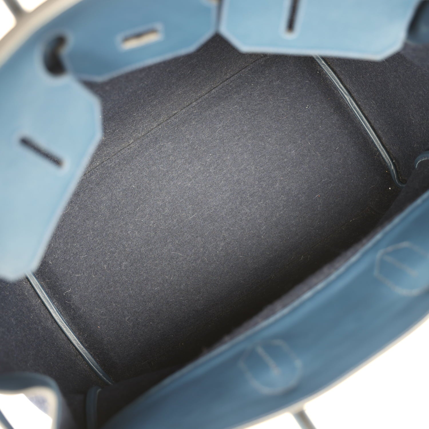 Pre-owned Hermes Birkin HAC 50 Bleu Nuit Toodoo Feutre Wool and Bleu De Malte Evercolor Palladium Hardware