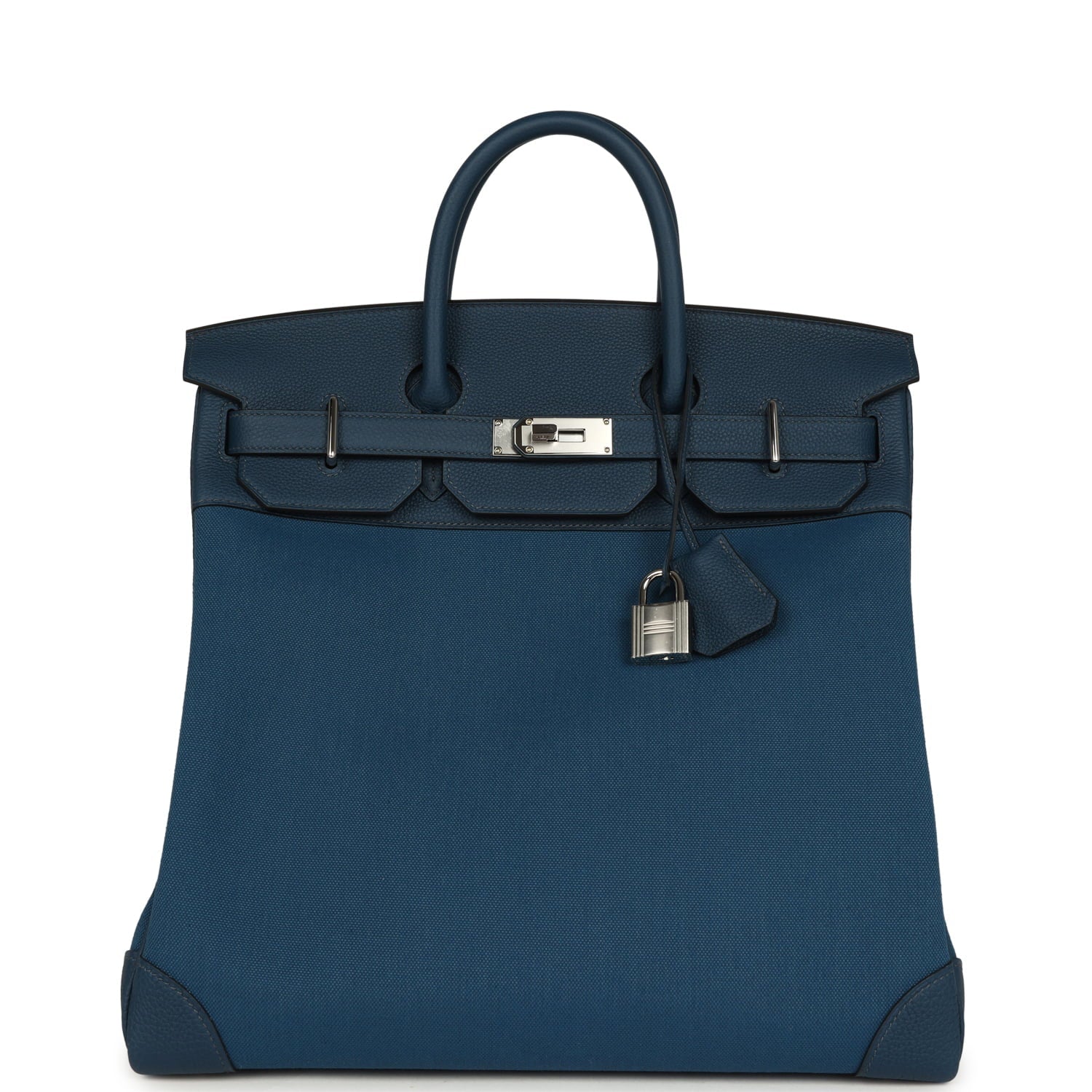 Hermes HAC Birkin 40 Bleu De Prusse Togo and Bleu Thalassa Militaire Canvas Palladium Hardware