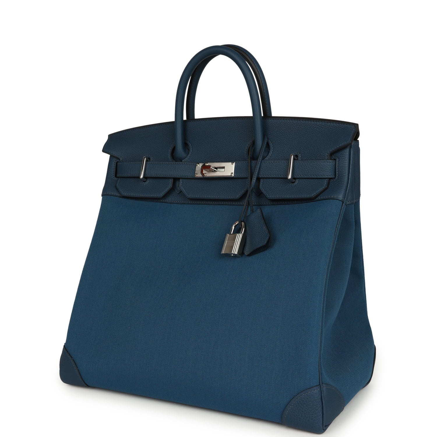 Hermes HAC Birkin 40 Bleu De Prusse Togo and Bleu Thalassa Militaire Canvas Palladium Hardware