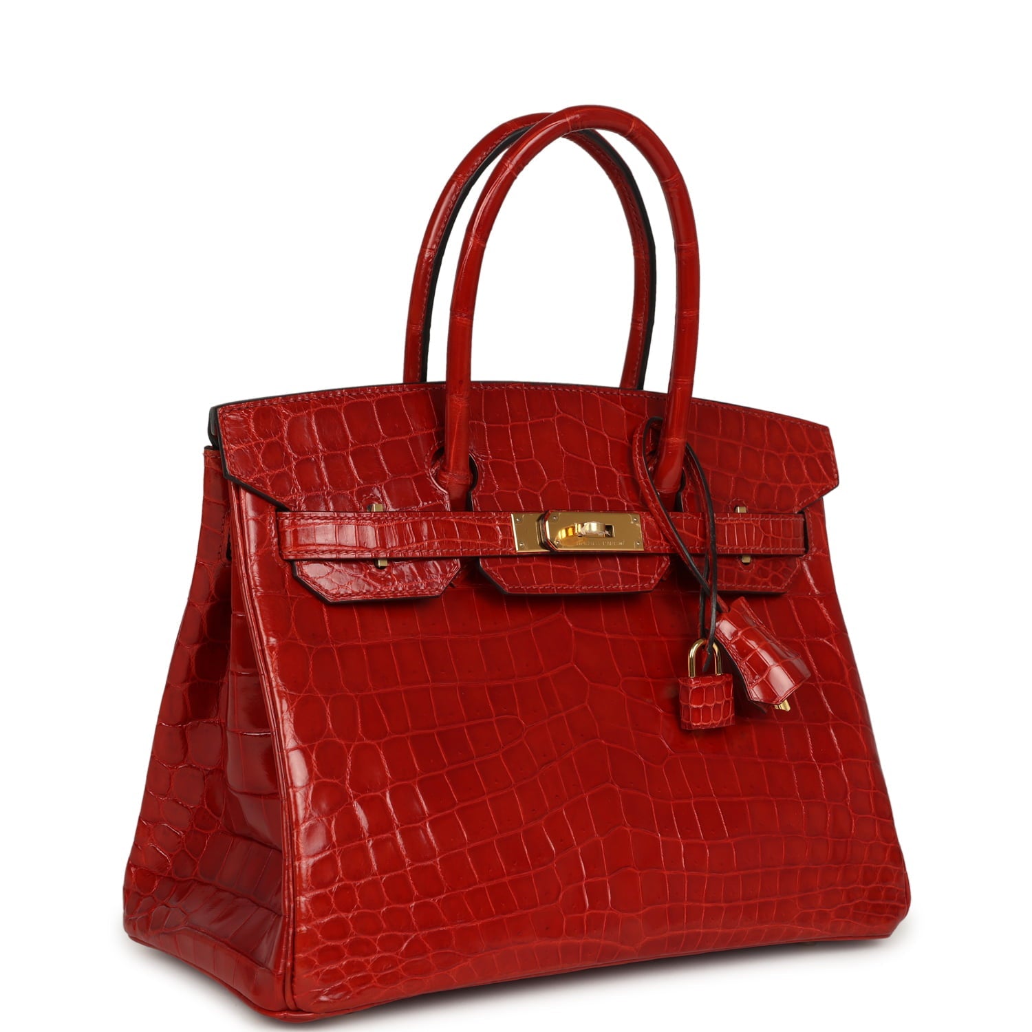 Pre-owned Hermes Birkin 30 Braise Shiny Niloticus Crocodile Gold Hardware