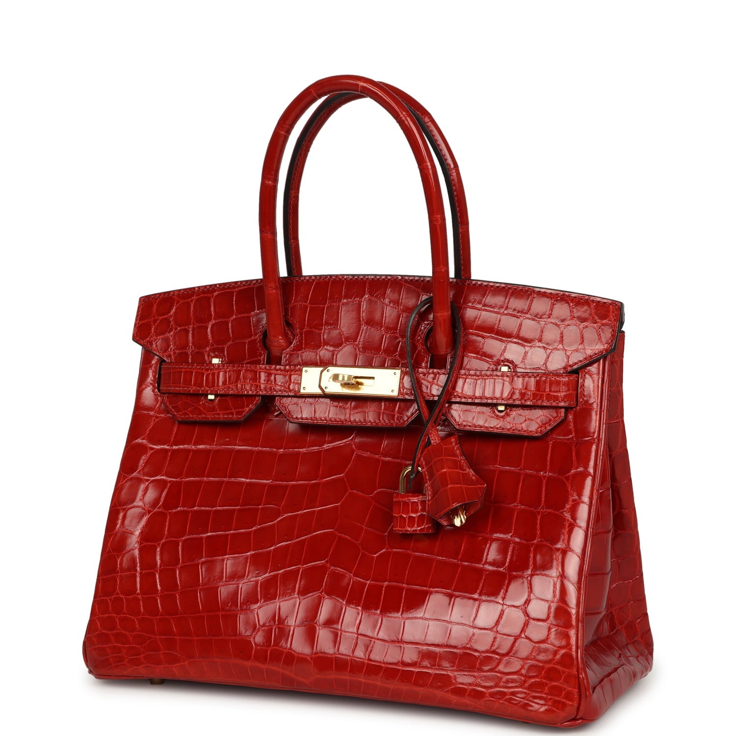 Pre-owned Hermes Birkin 30 Braise Shiny Niloticus Crocodile Gold Hardware