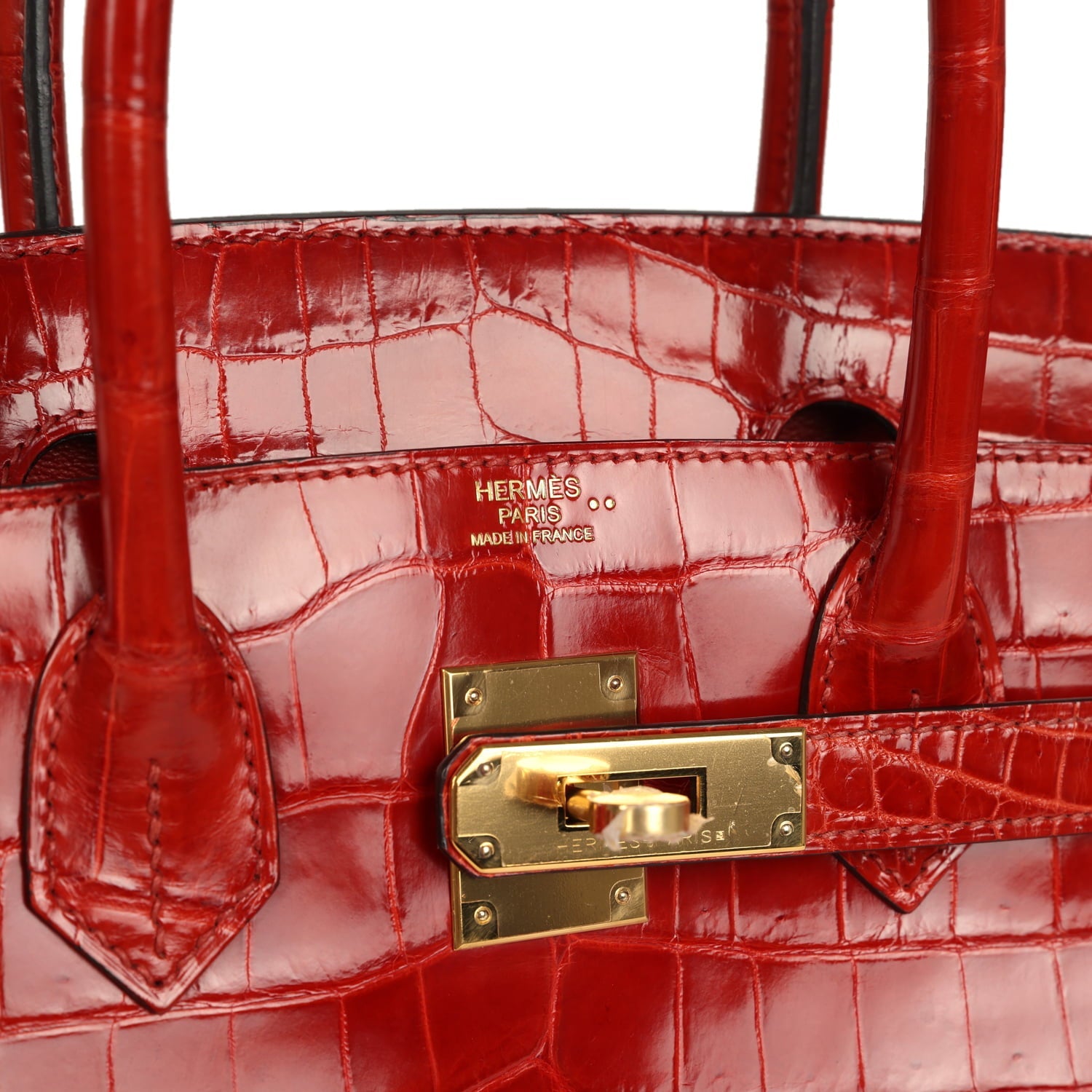 Pre-owned Hermes Birkin 30 Braise Shiny Niloticus Crocodile Gold Hardware