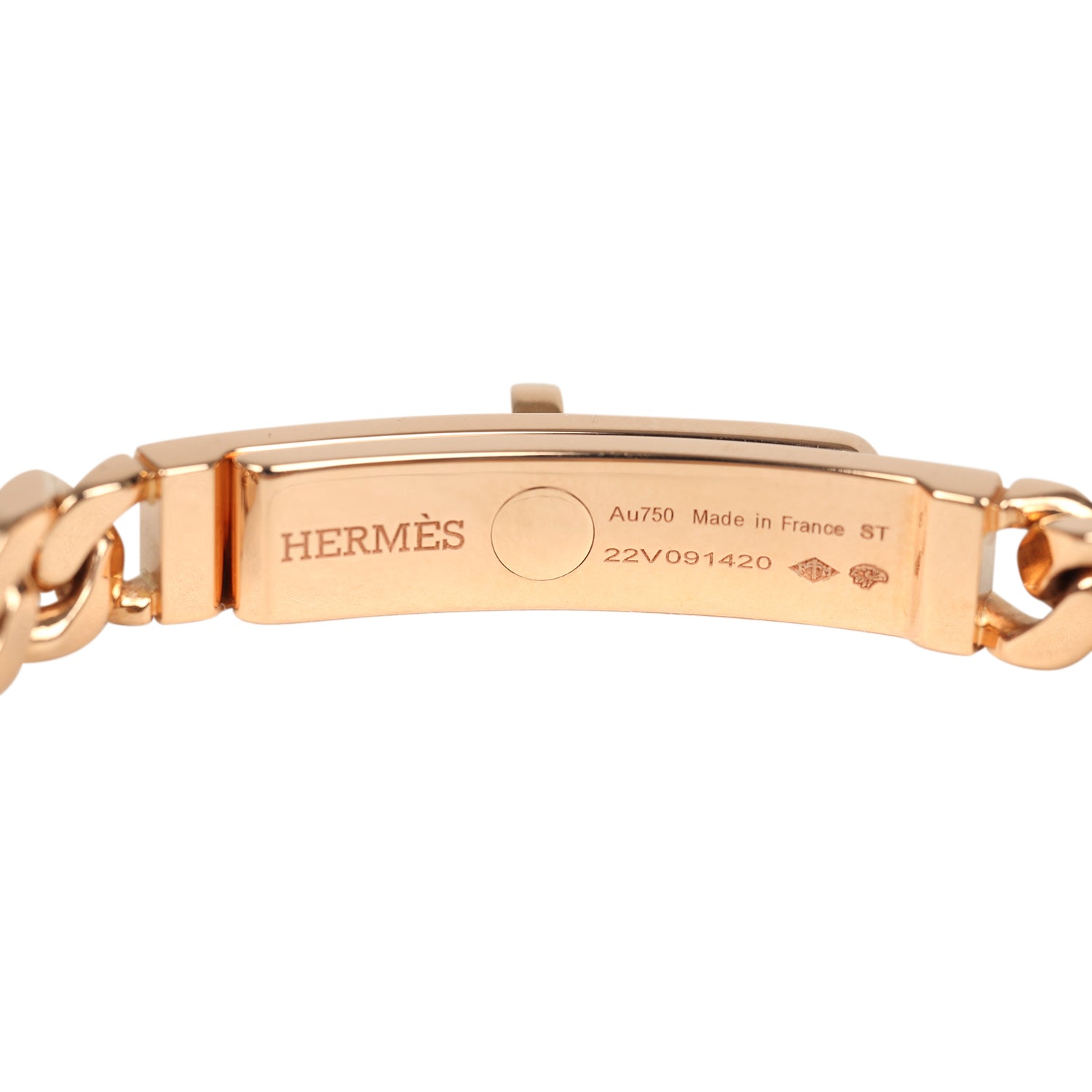 Hermes Kelly Gourmette Bracelet XS 18K Rose Gold Hardware
