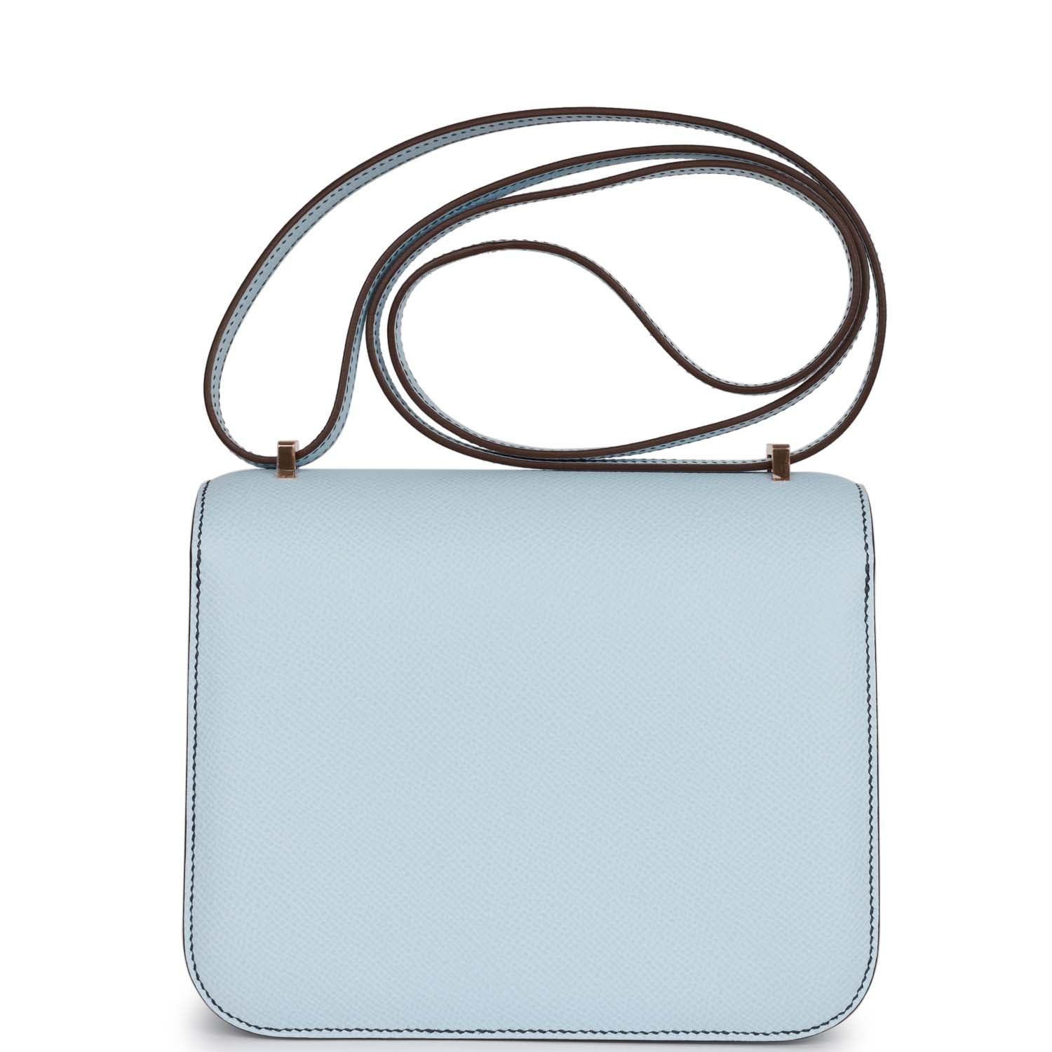 Hermes Special Order (HSS) Constance 18 Bleu Brume Verso Epsom Rose Gold Hardware