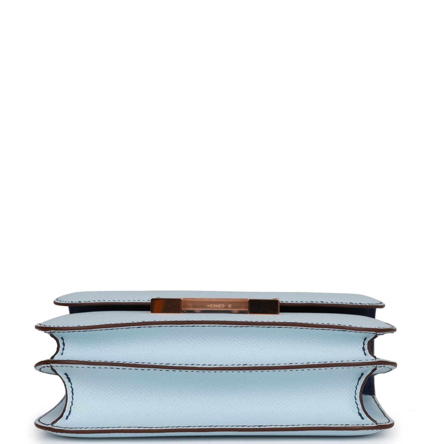 Hermes Special Order (HSS) Constance 18 Bleu Brume Verso Epsom Rose Gold Hardware