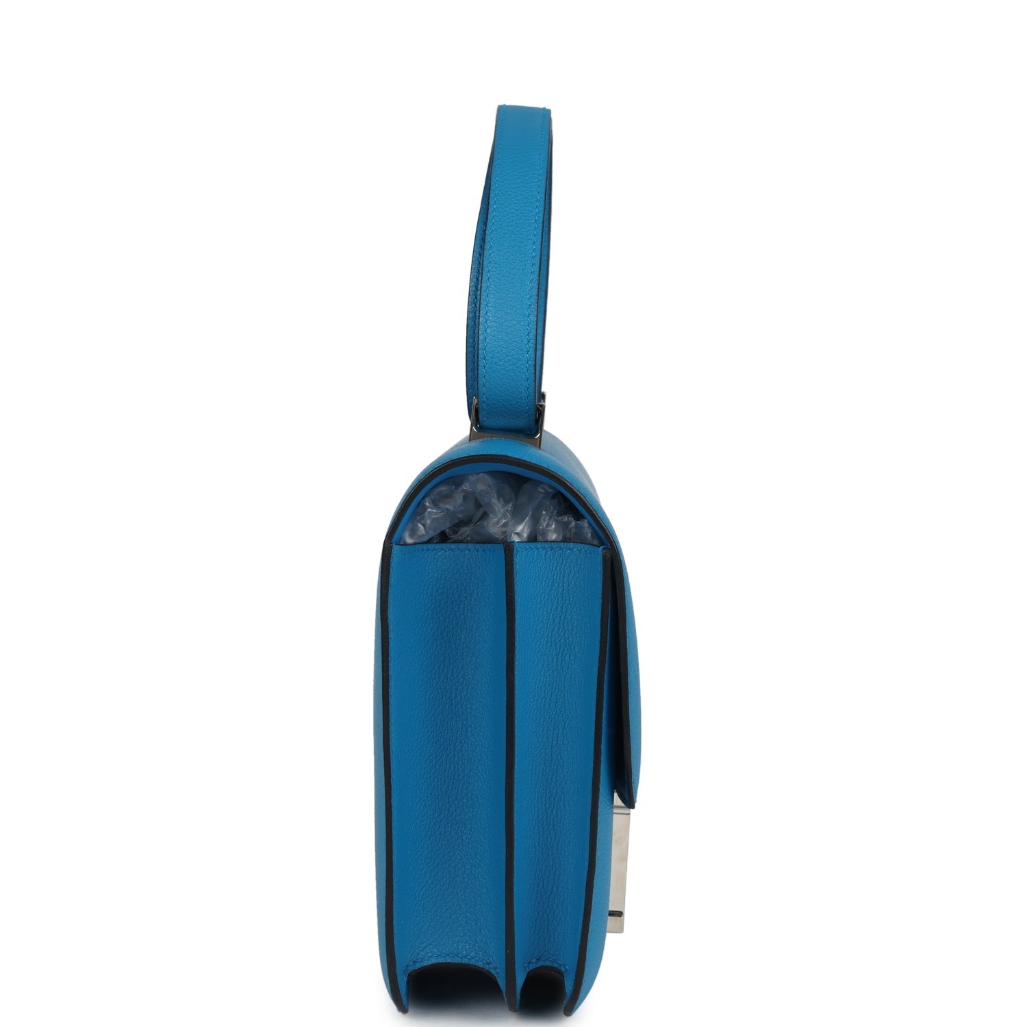 Pre-owned Hermes Constance 24 Bleu Zanzibar Evercolor Palladium Hardware