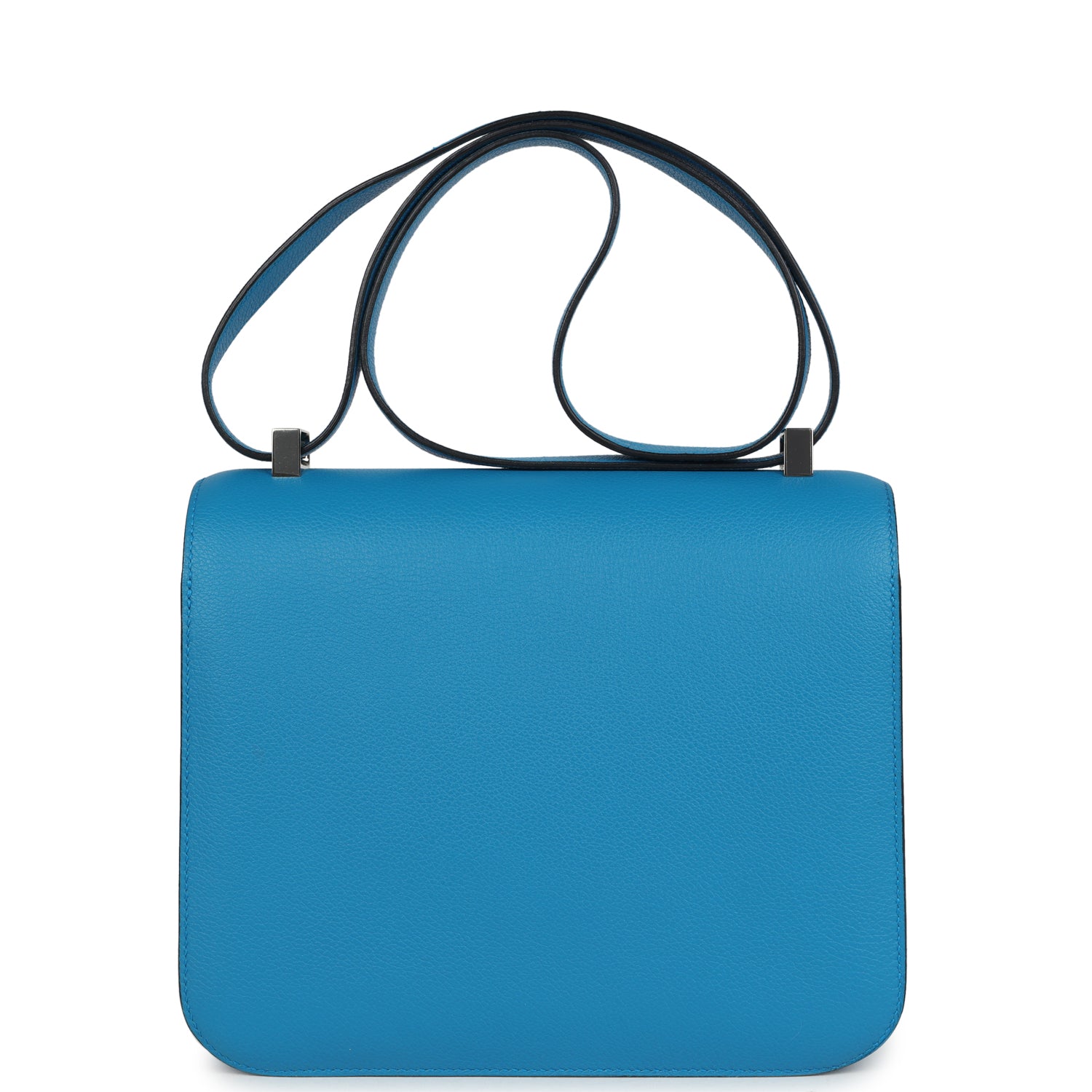 Pre-owned Hermes Constance 24 Bleu Zanzibar Evercolor Palladium Hardware