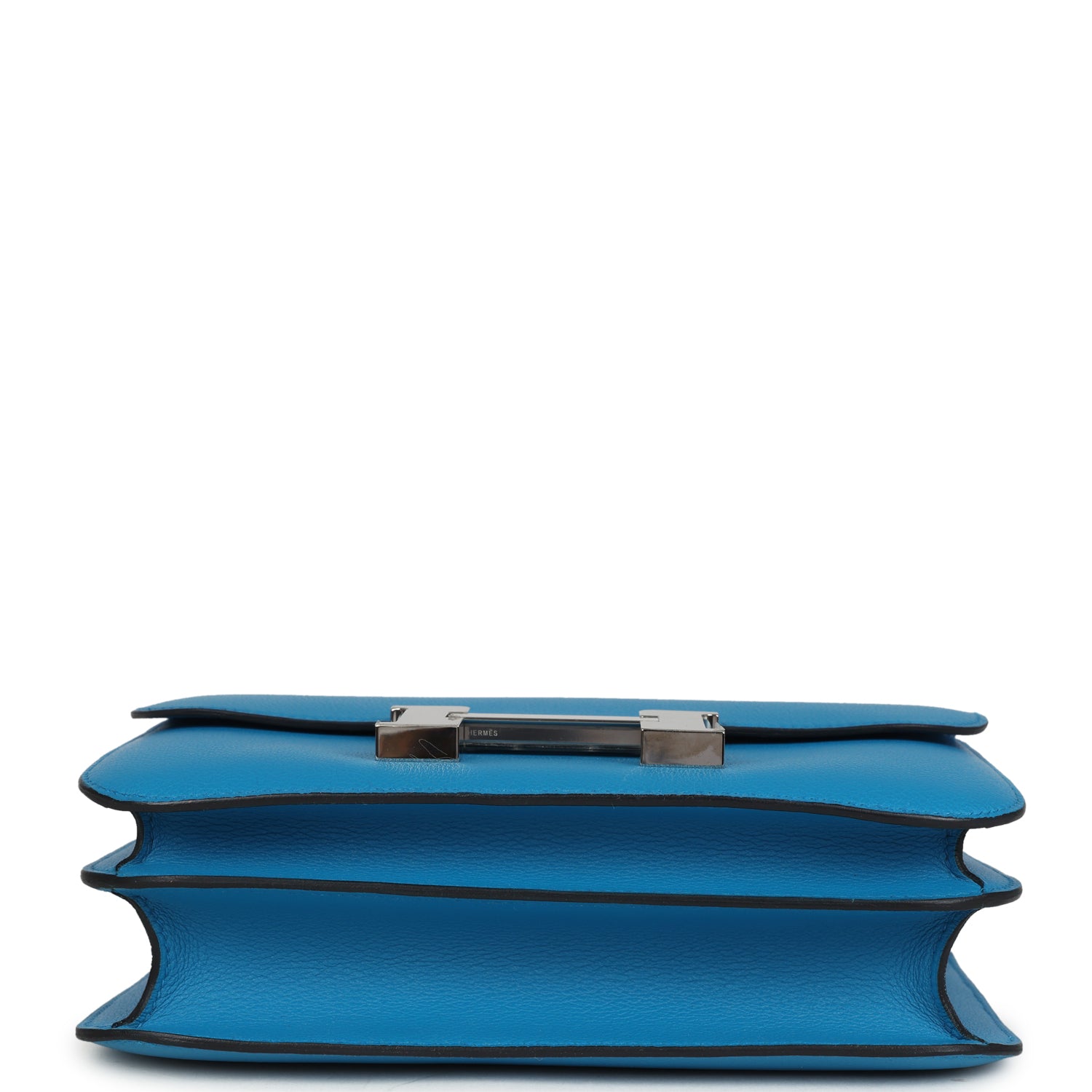 Pre-owned Hermes Constance 24 Bleu Zanzibar Evercolor Palladium Hardware