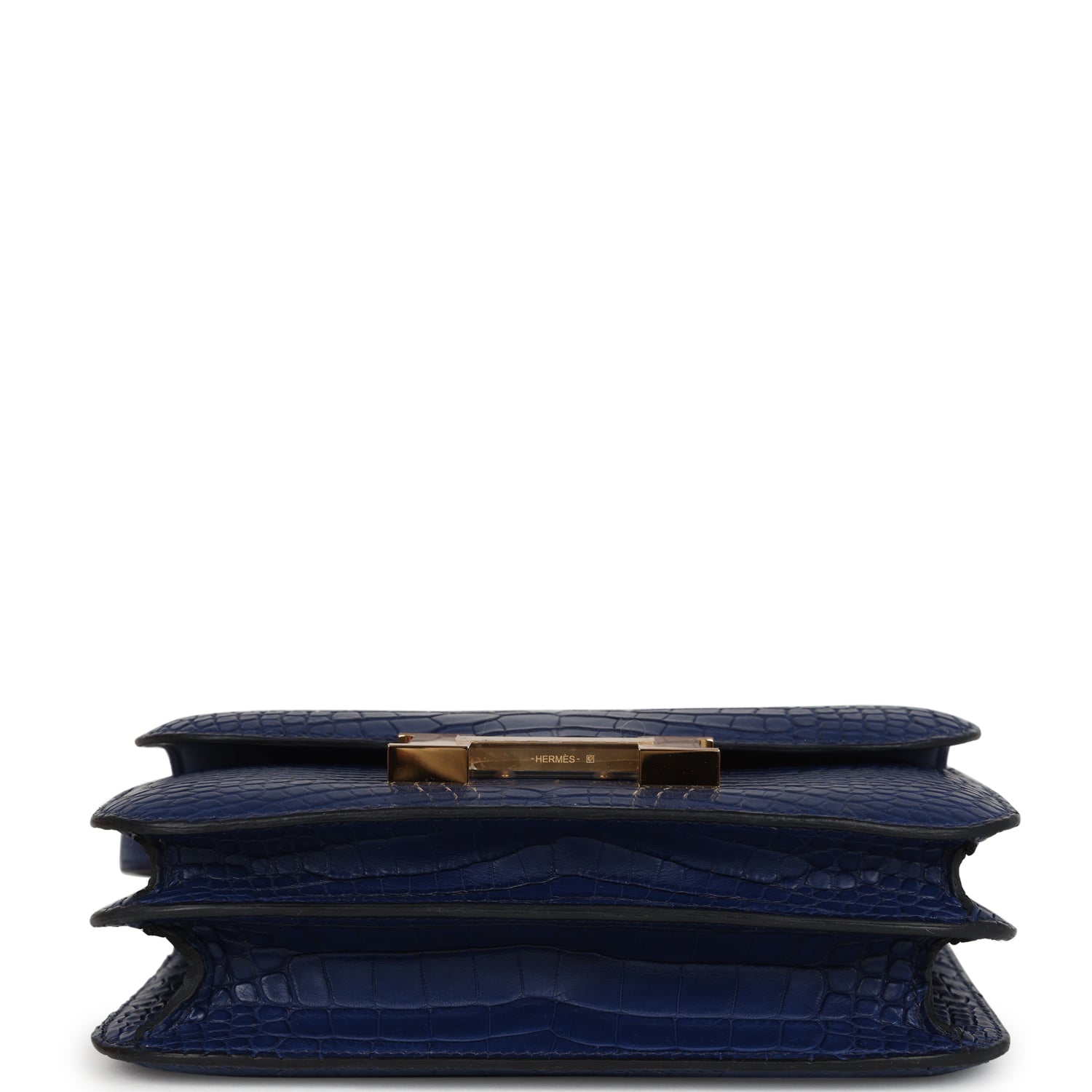 Hermes Constance 18 Bleu Saphir Matte Alligator Gold Hardware