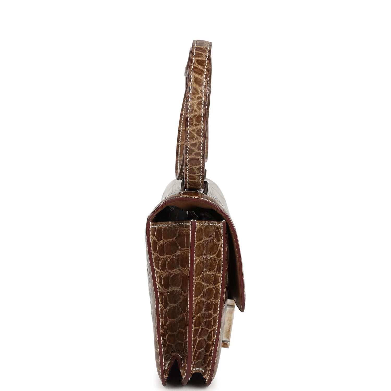 Pre-owned Hermes Constance Elan Ficelle Shiny Niloticus Crocodile Palladium Hardware