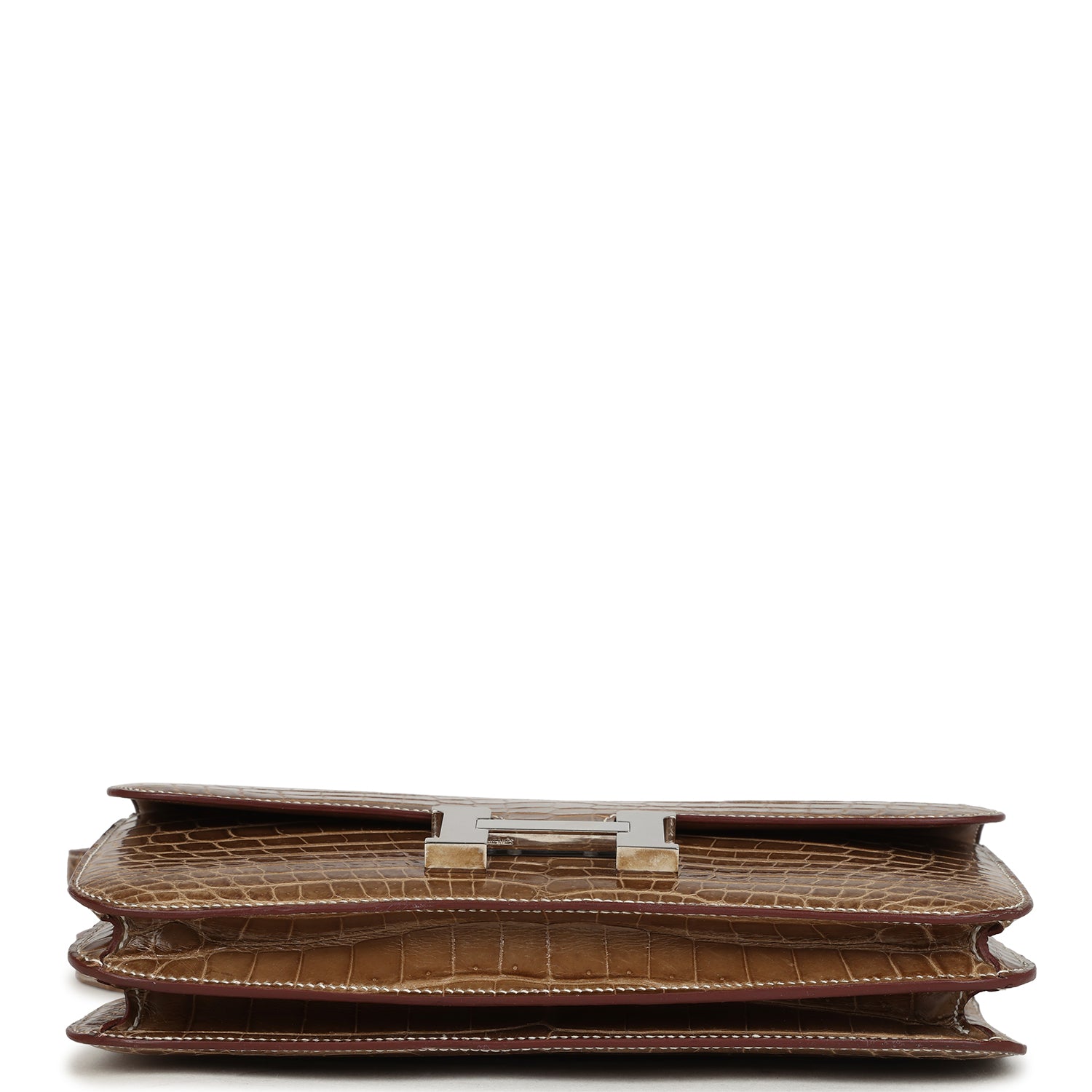 Pre-owned Hermes Constance Elan Ficelle Shiny Niloticus Crocodile Palladium Hardware