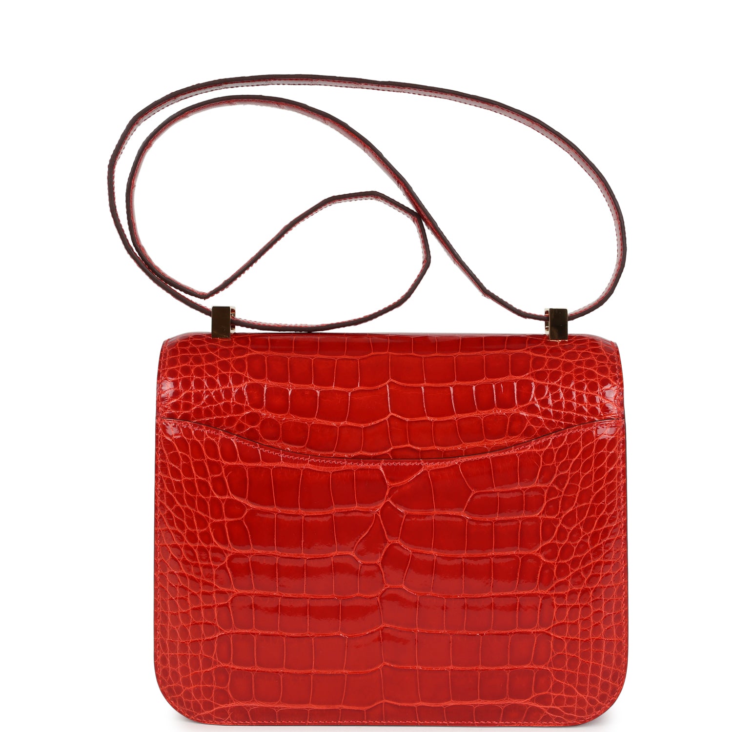 Pre-owned Hermes Constance 24 Geranium Shiny Alligator Gold Hardware
