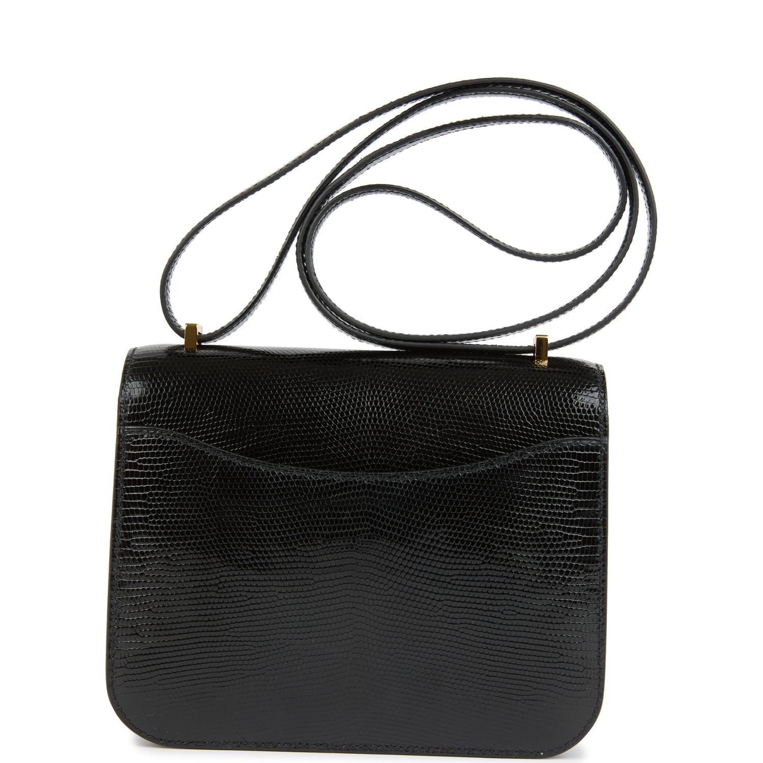 Hermes Constance 18 Black Varanus Salvator Lizard Gold Hardware