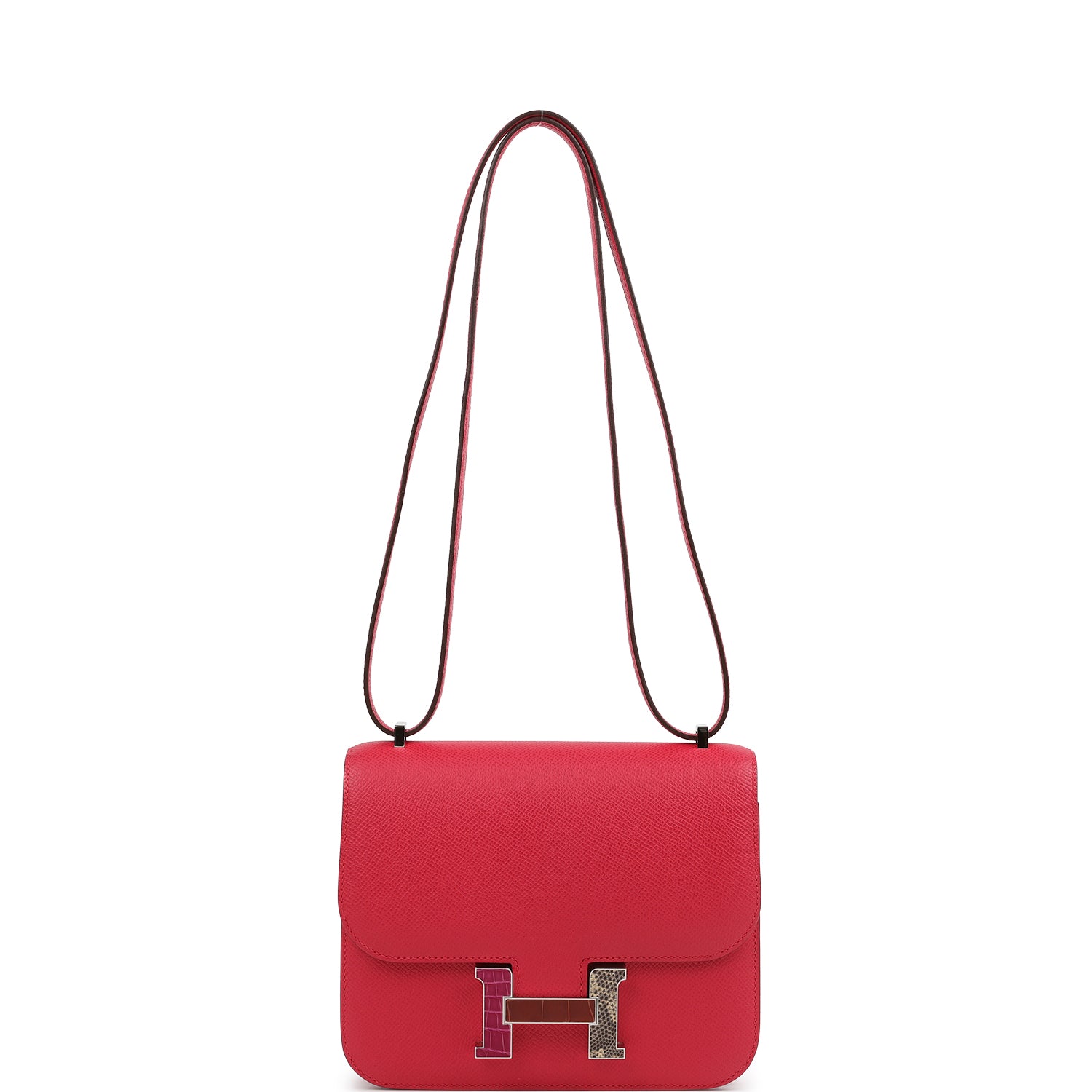 Pre-owned Hermes Constance 18 Rose Extreme Epsom Marquette Palladium Hardware
