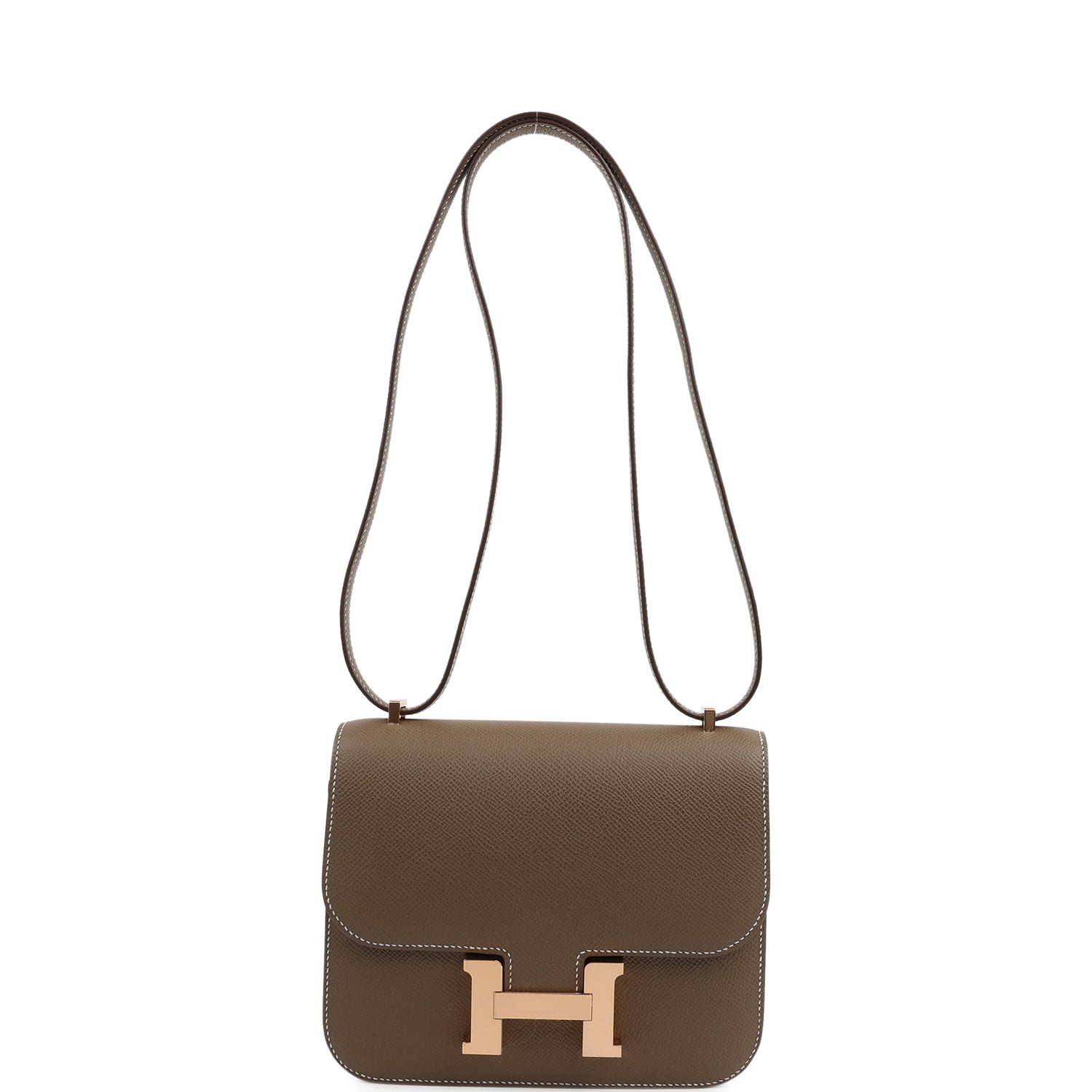 Pre-owned Hermes Constance 18 Etoupe Epsom Rose Gold Hardware