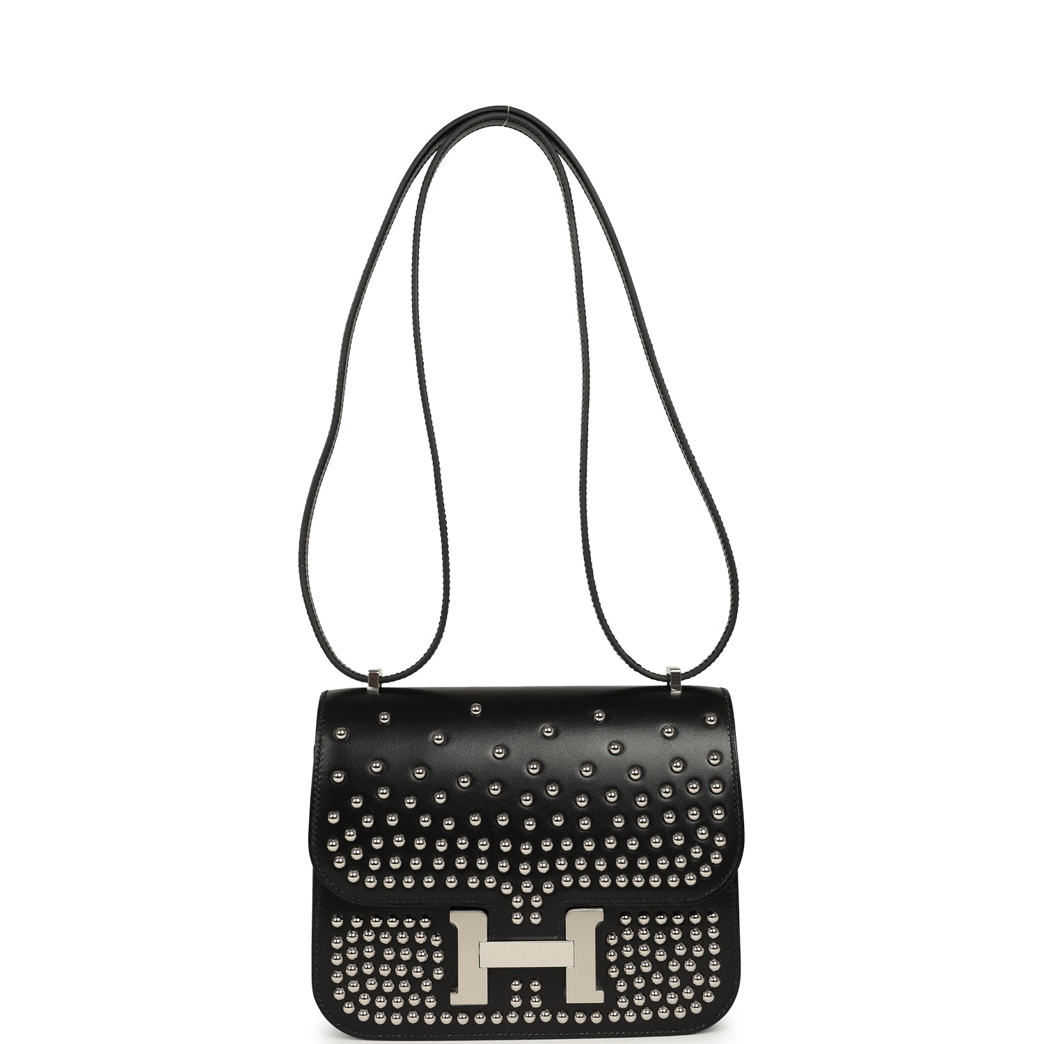 Pre-owned Hermes Constance 18 Clouté Black Box Palladium Hardware