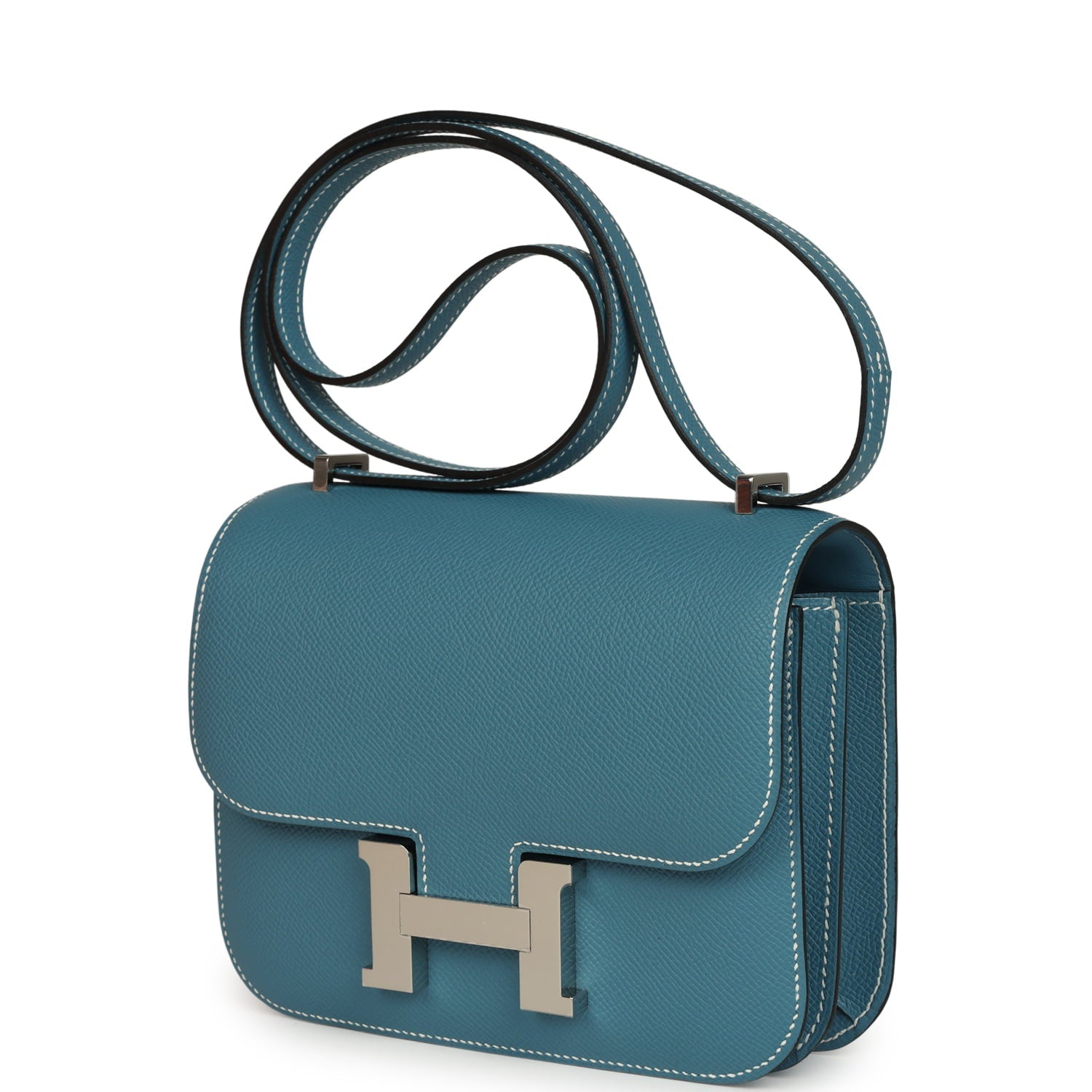 Hermes Constance 18 Blue Jean Epsom Palladium Hardware