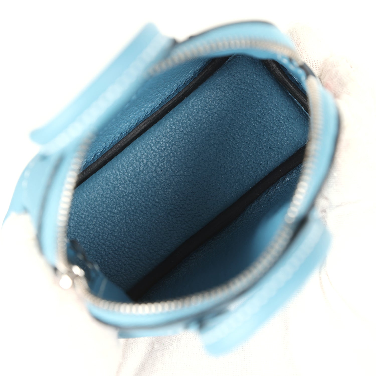 Hermes Bolide Shark Bag Charm Blue Jean, Black and White Swift Palladium Hardware
