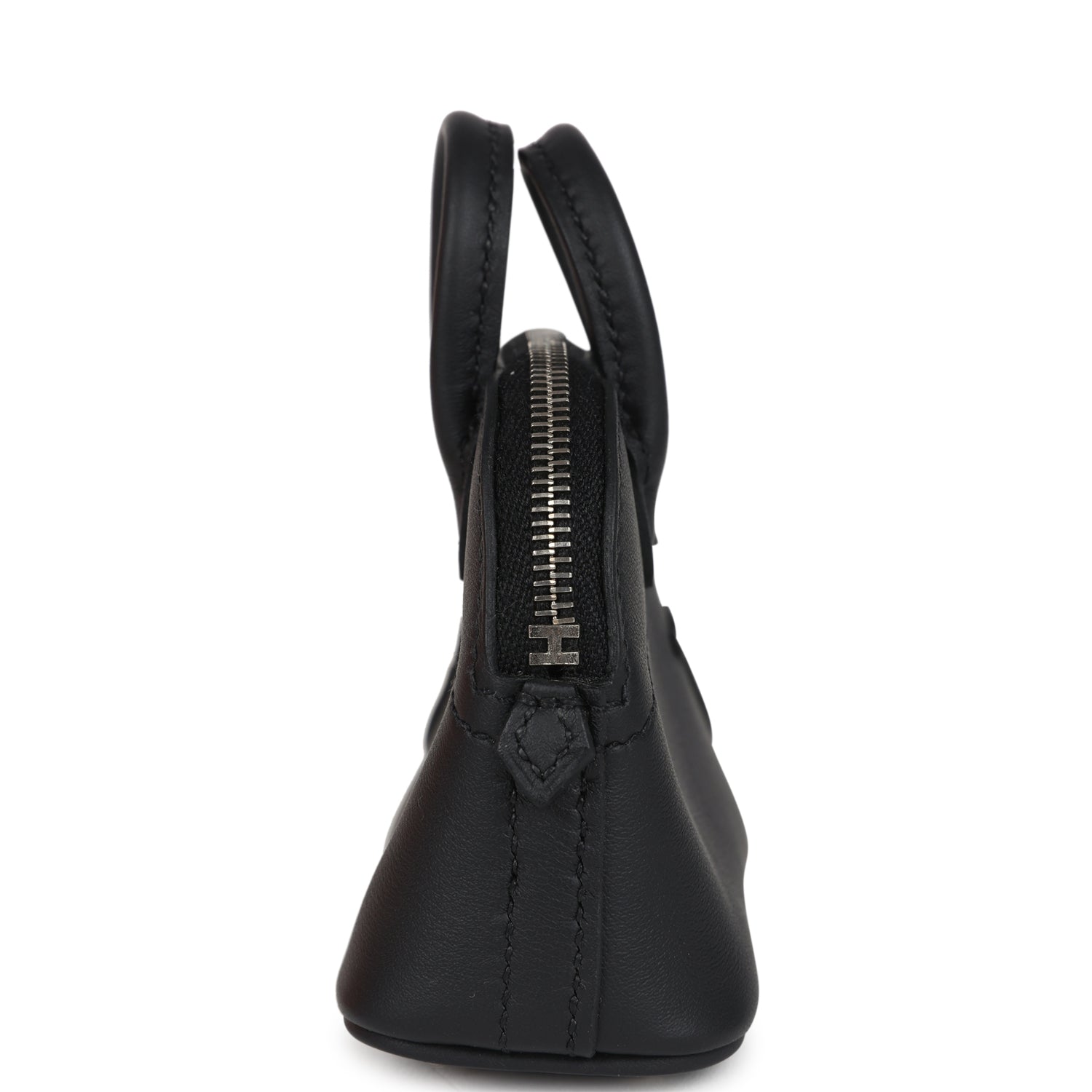Hermes Mini Bolide Shark Bag Charm Black and White Swift Palladium Hardware