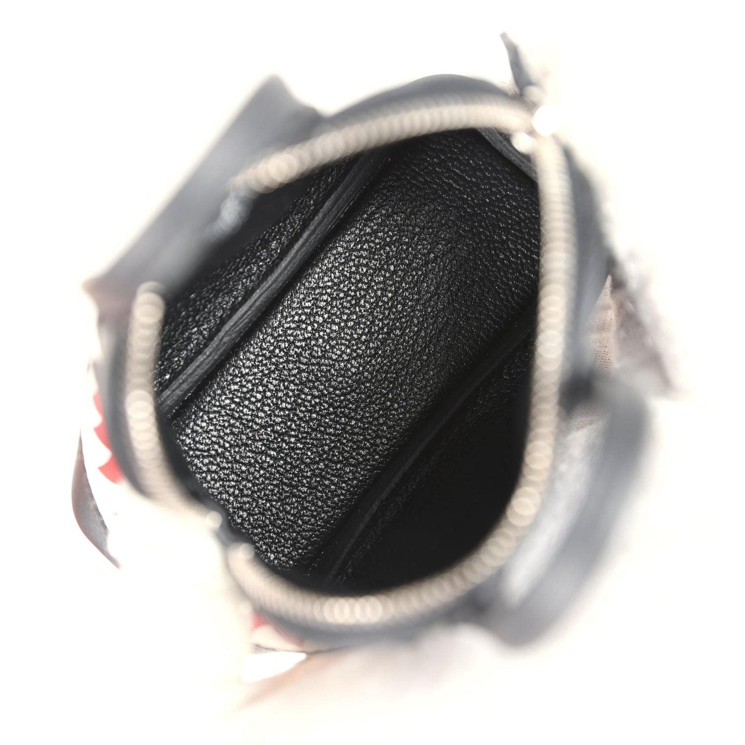 Hermes Mini Bolide Shark Bag Charm Black and White Swift Palladium Hardware