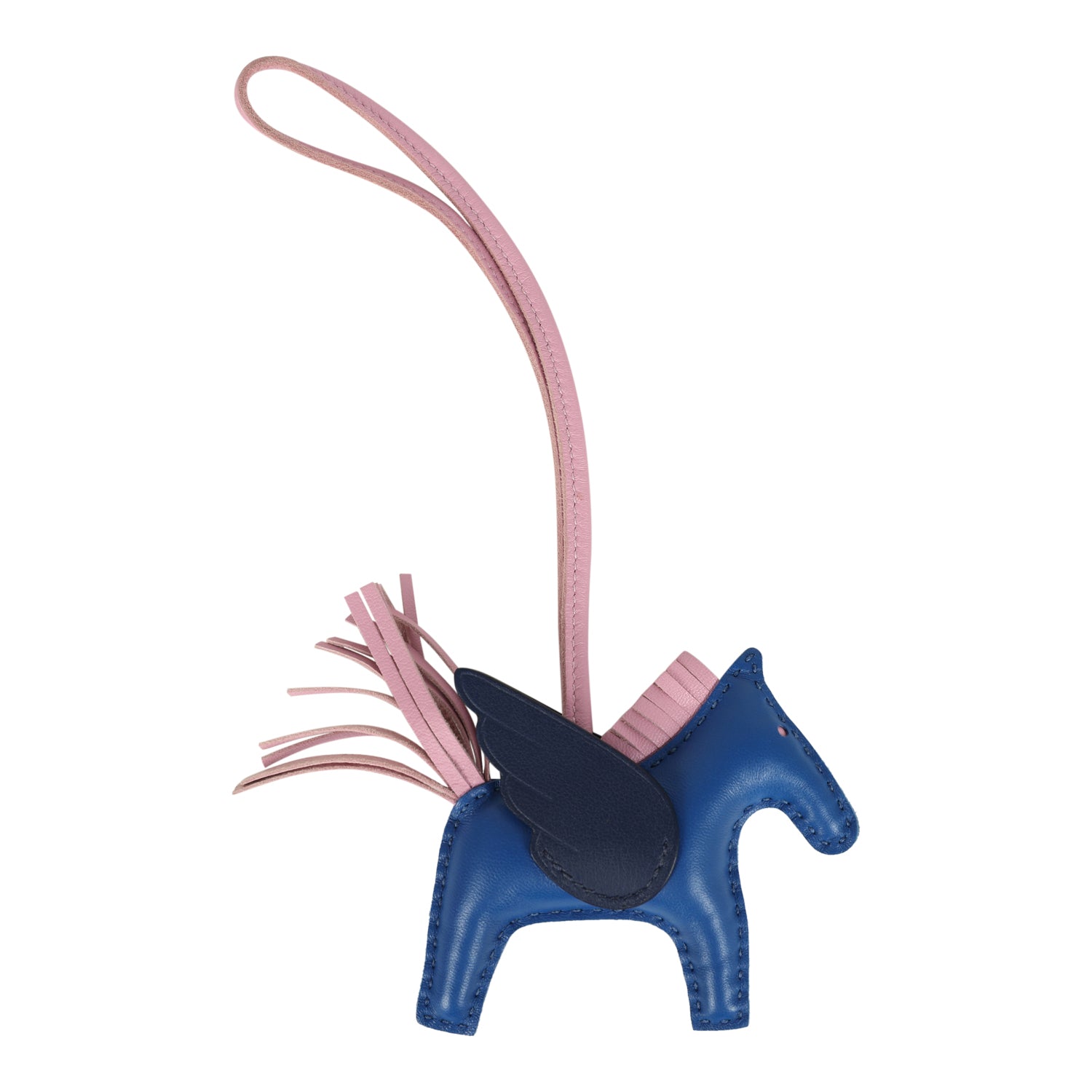 Hermes Pegase Rodeo Bag Charm PM Bleu France, Bleu Nuit & Mauve Sylvestre Milo Lambskin