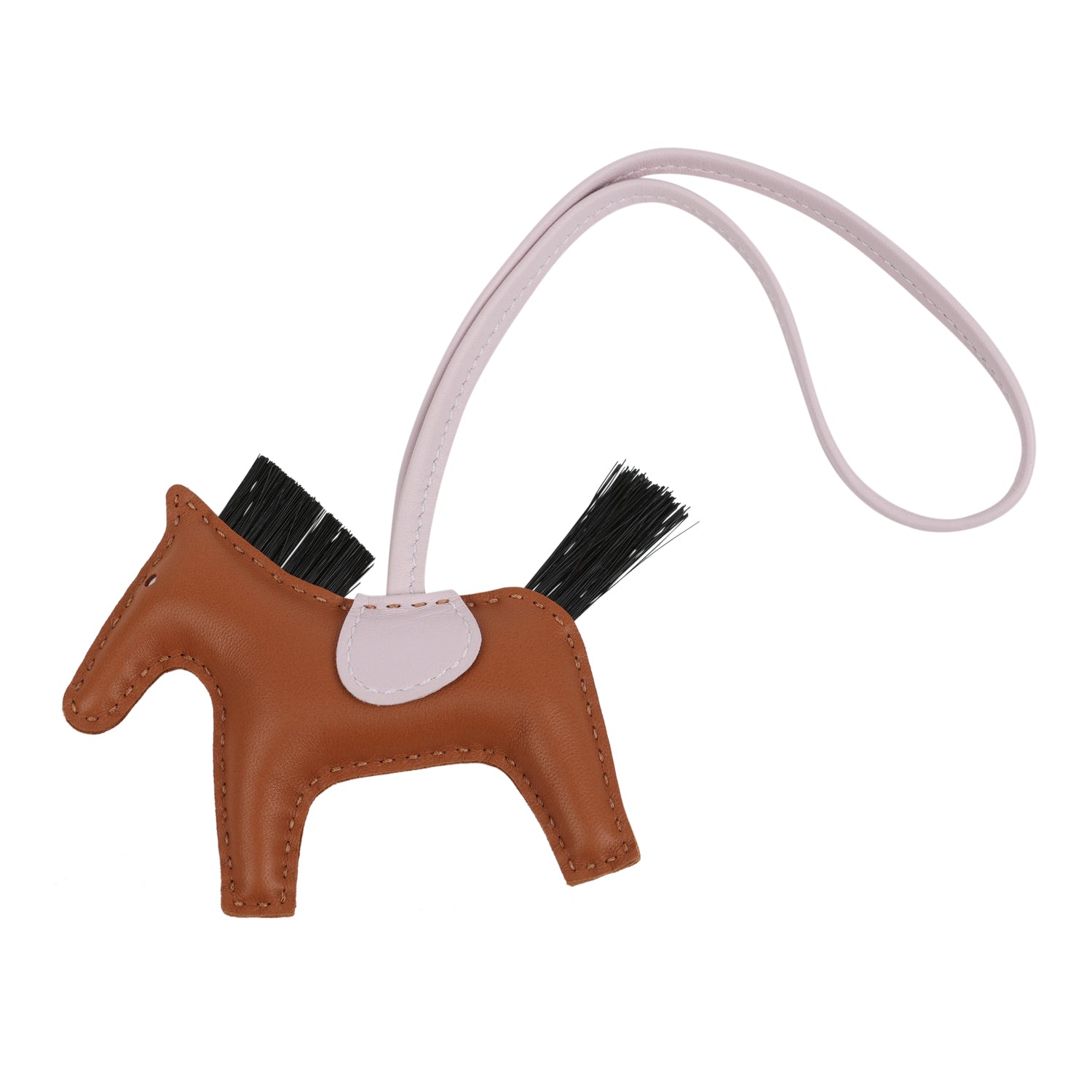 Hermes GriGri Rodeo Bag Charm PM Gold, Black and Mauve Pale Milo Lambskin & Horsehair