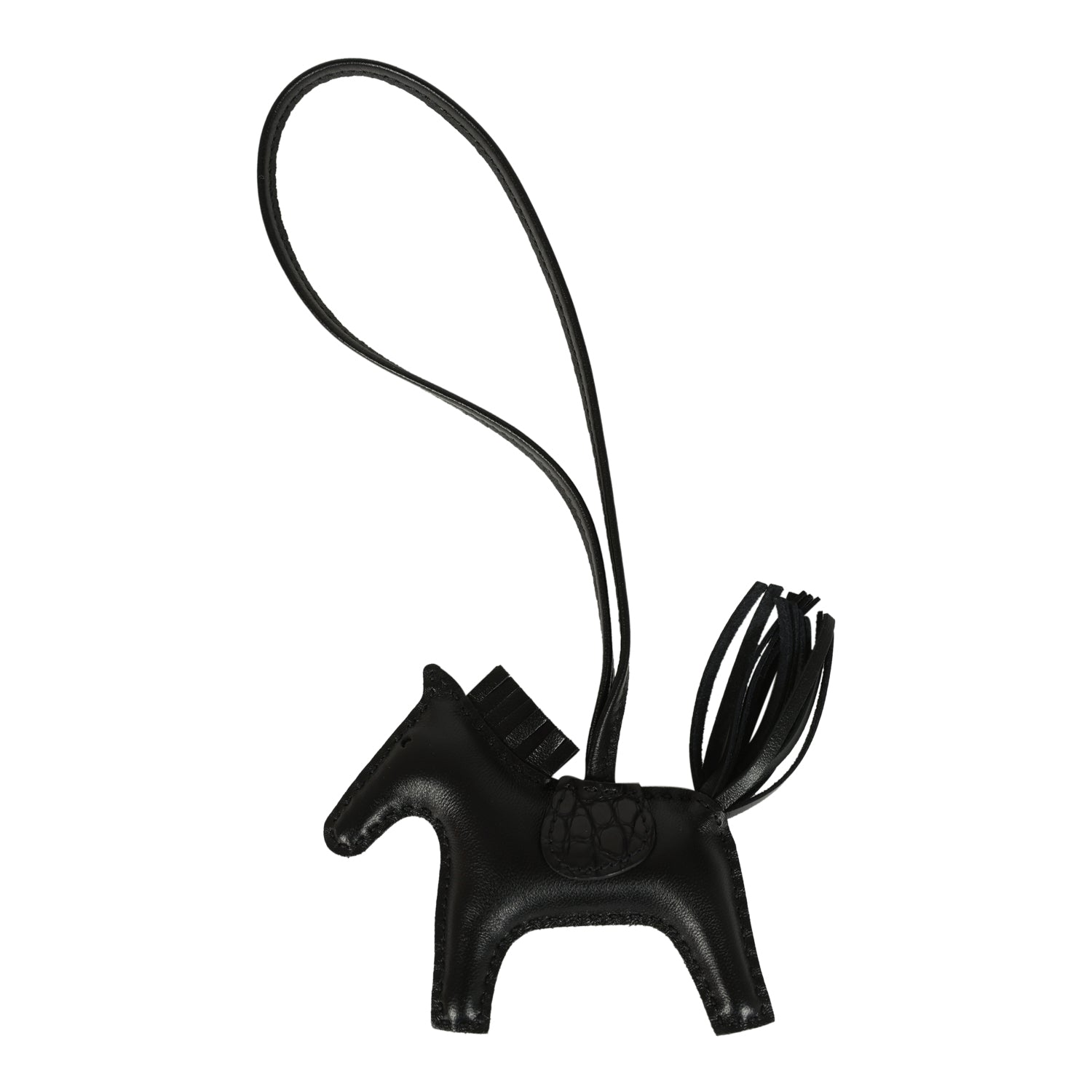 Hermes Rodeo Bag Charm PM So Black Touch Milo Lambskin and Matte Alligator