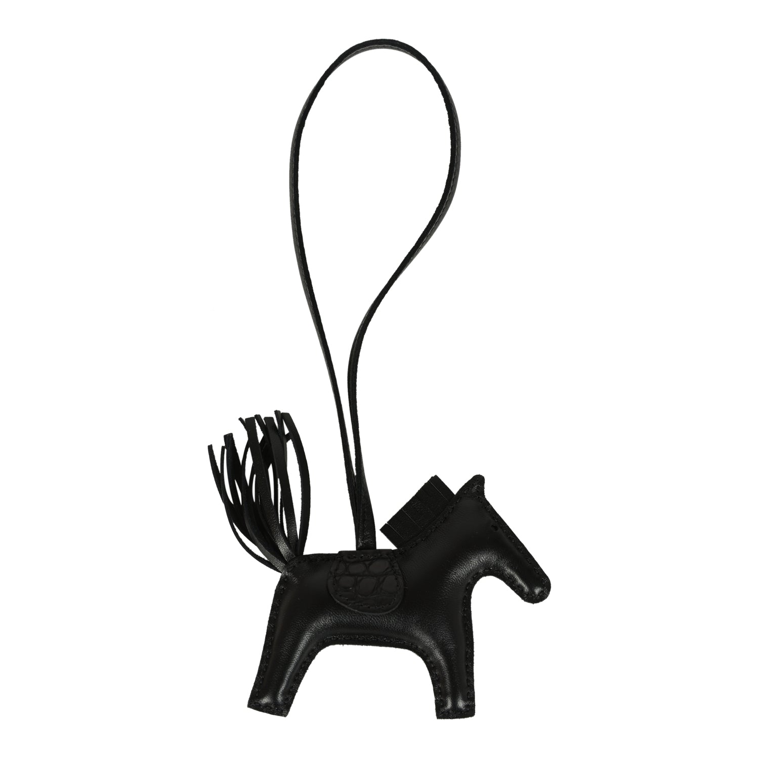 Hermes Rodeo Bag Charm PM So Black Touch Milo Lambskin and Matte Alligator