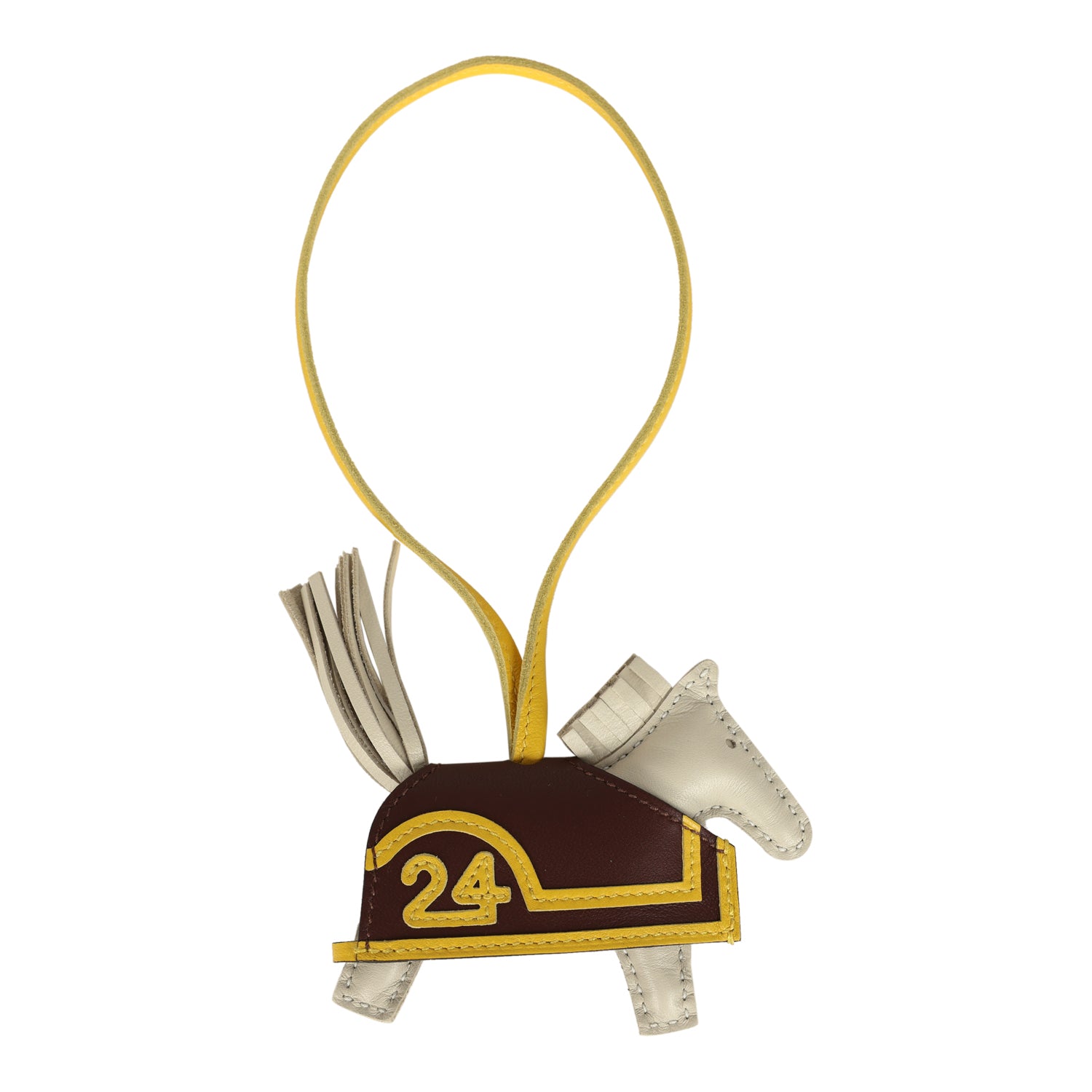 Hermes Rodeo Robeo 24 Charm PM Craie, Terre, Jaune de Naples Milo Lambskin