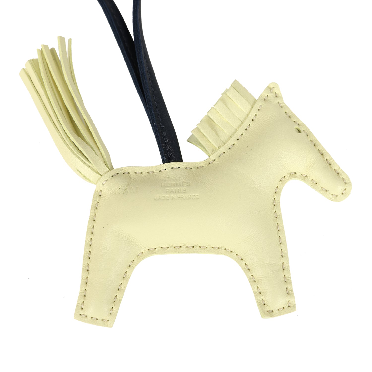 Hermes Rodeo Robeo Coeur Charm PM Jaune Milton, Bleu Nuit and Bleu Tie Milo Lambskin