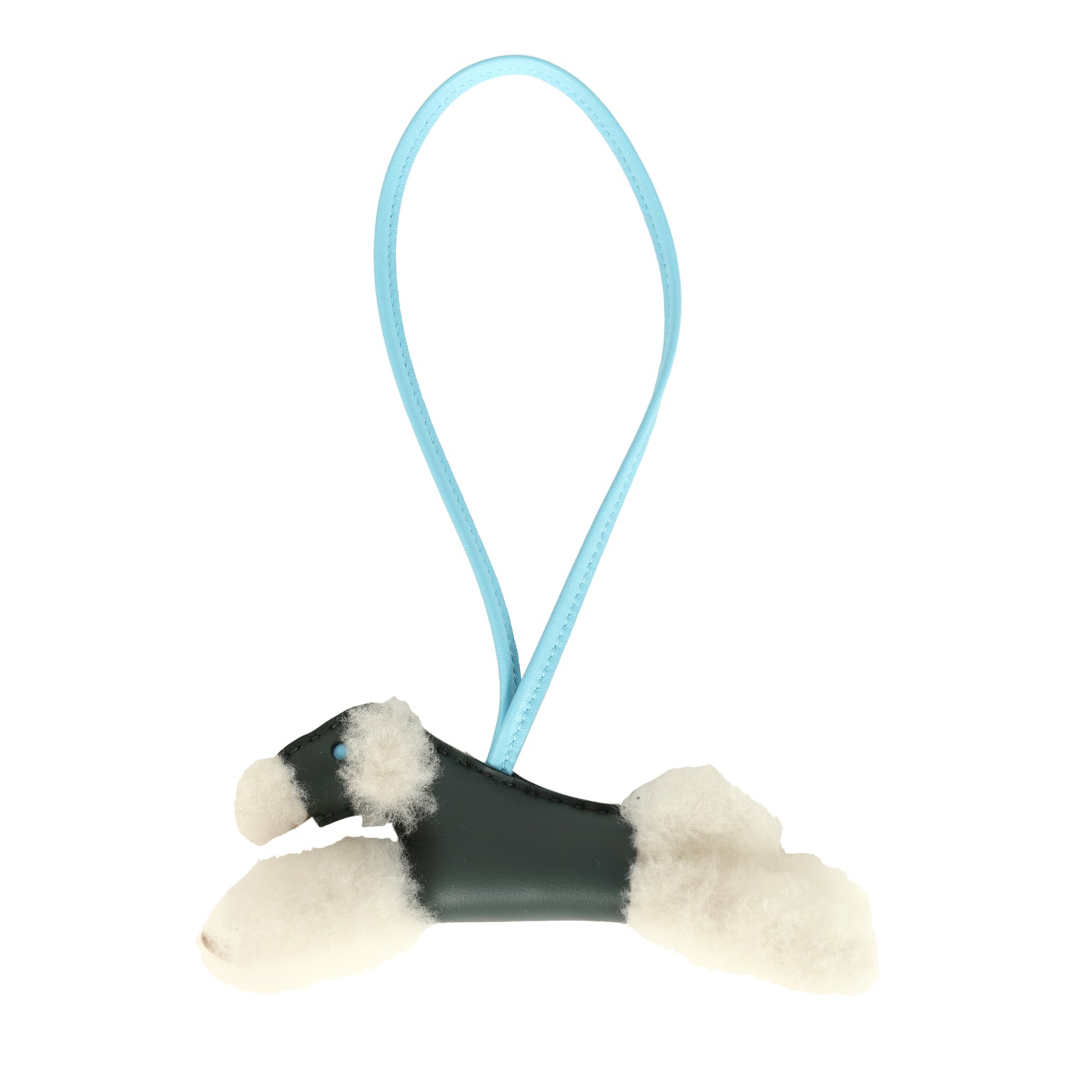 Hermes Budy Charm Vert Mangrove and Celeste Milo Lambskin and Ecru Merino Wool