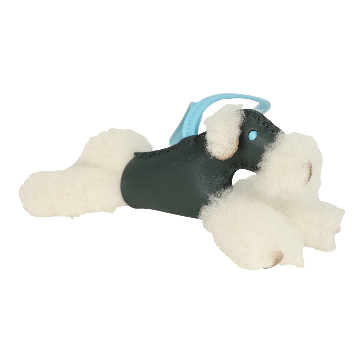 Hermes Budy Charm Vert Mangrove and Celeste Milo Lambskin and Ecru Merino Wool