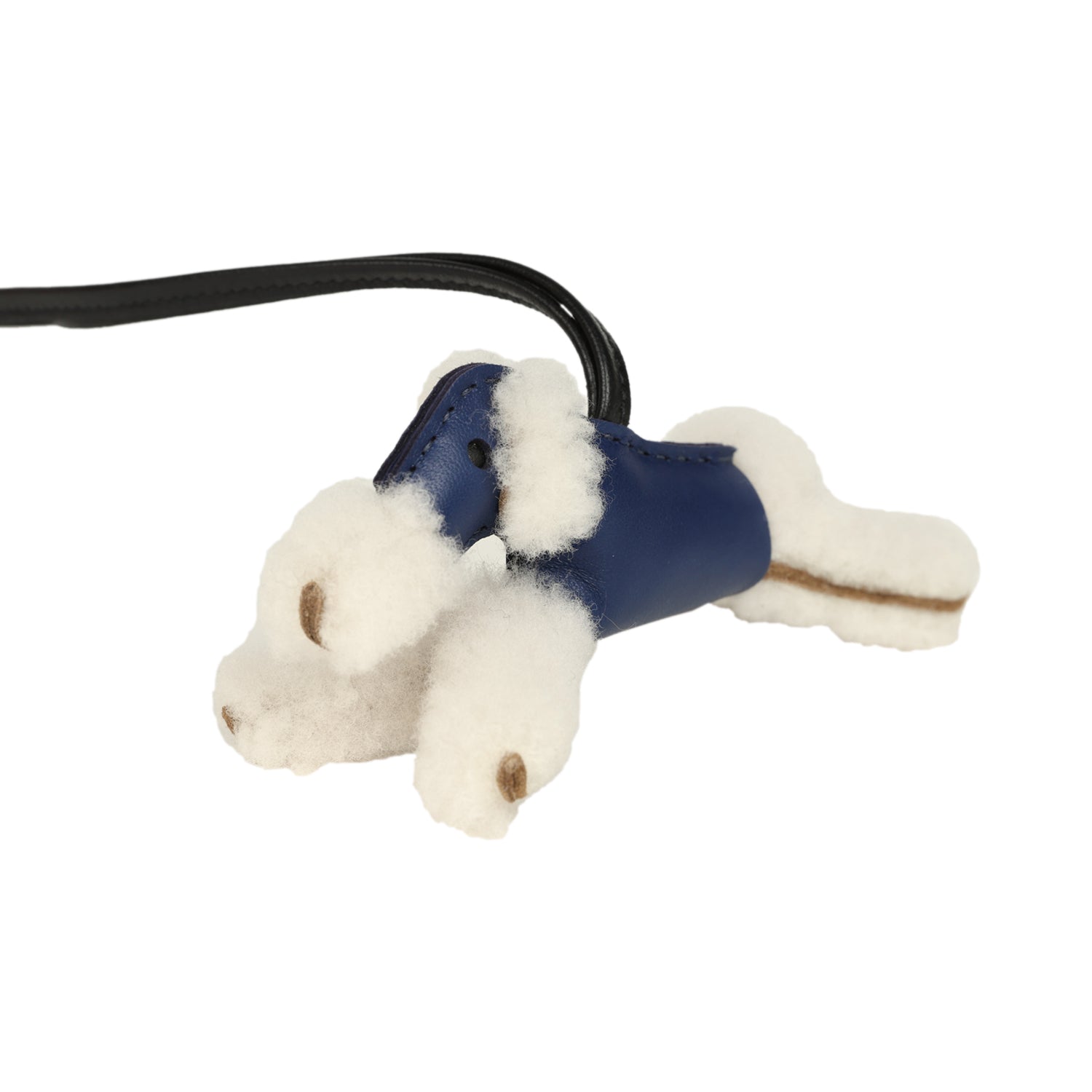 Hermes Budy Bag Charm Bleu France and Bleu Saphir Milo Lambskin and Merino Wool