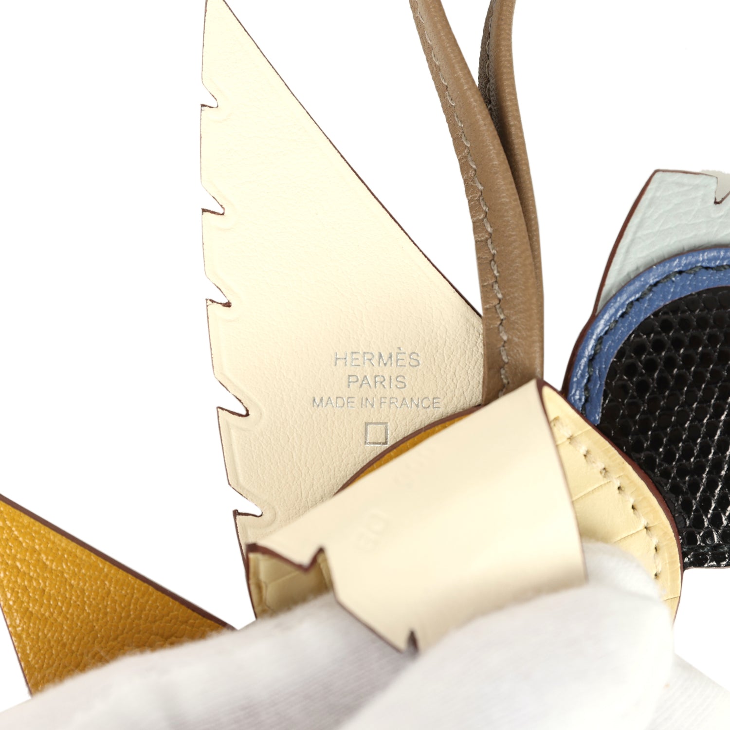 Hermes Birdy Charm Vanille, Jaune Ambre, Gris Fonce, Bleu Saphir, Bleu Glacier, Etoupe Matte Alligator, Lizard Niloticus, Chevre Mysore, Epsom and Milo Lambskin Palladium Hardware