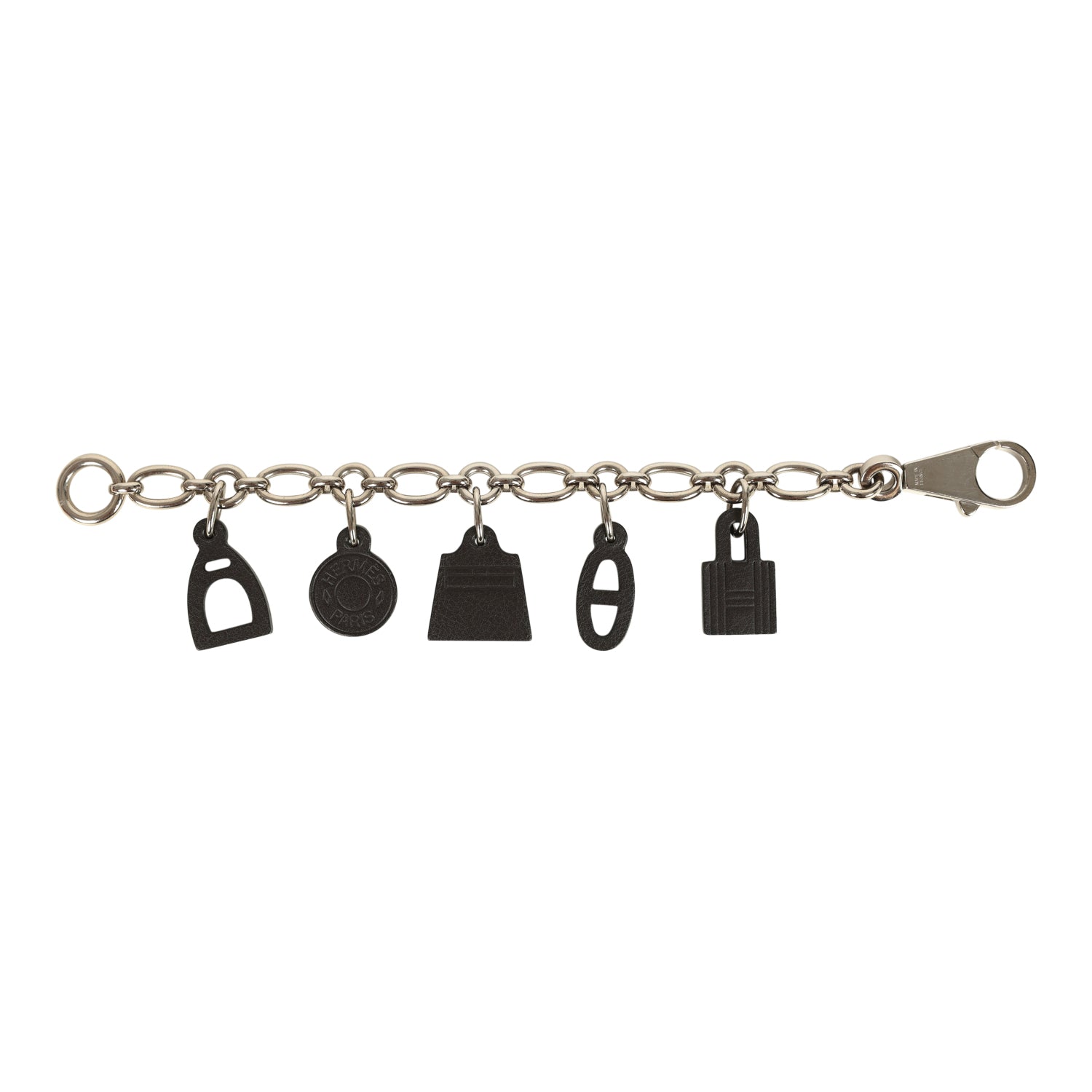 Pre-owned Hermes Olga Bag Charm Black Barenia Palladium Hardware